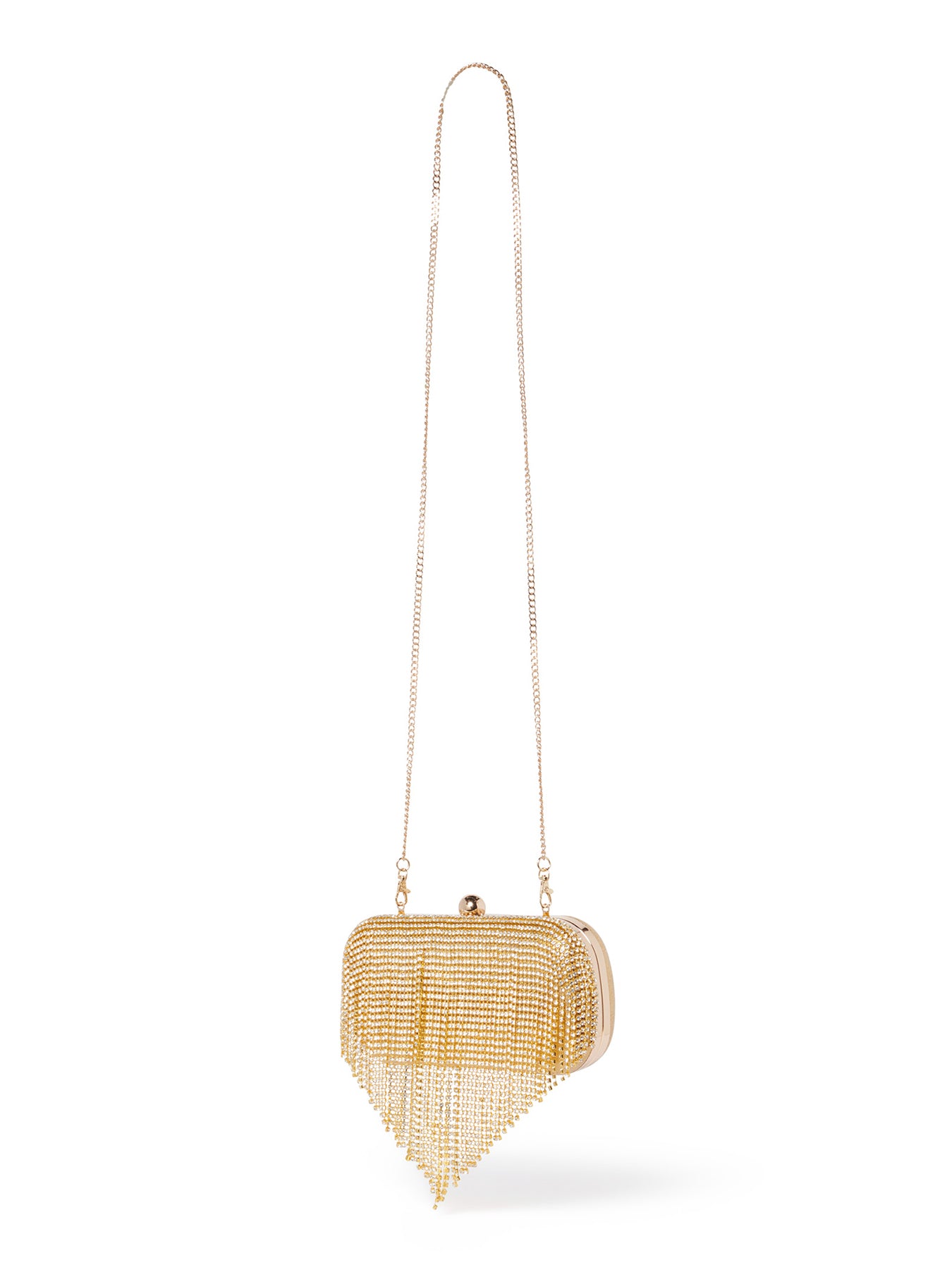 Opal Sparkle Tassel Hardcase Clutch Bag Gold