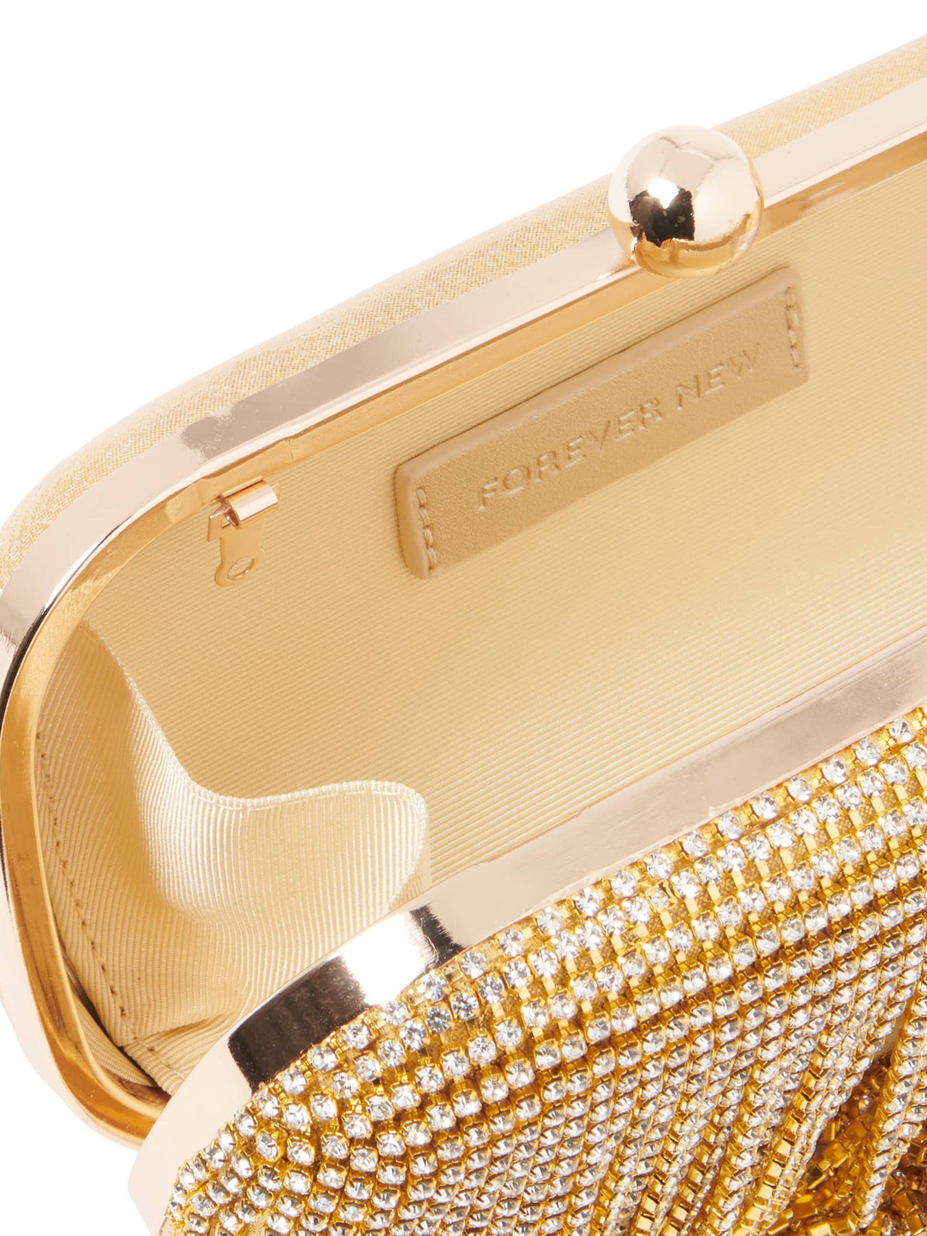 Opal Sparkle Tassel Hardcase Clutch Bag Gold
