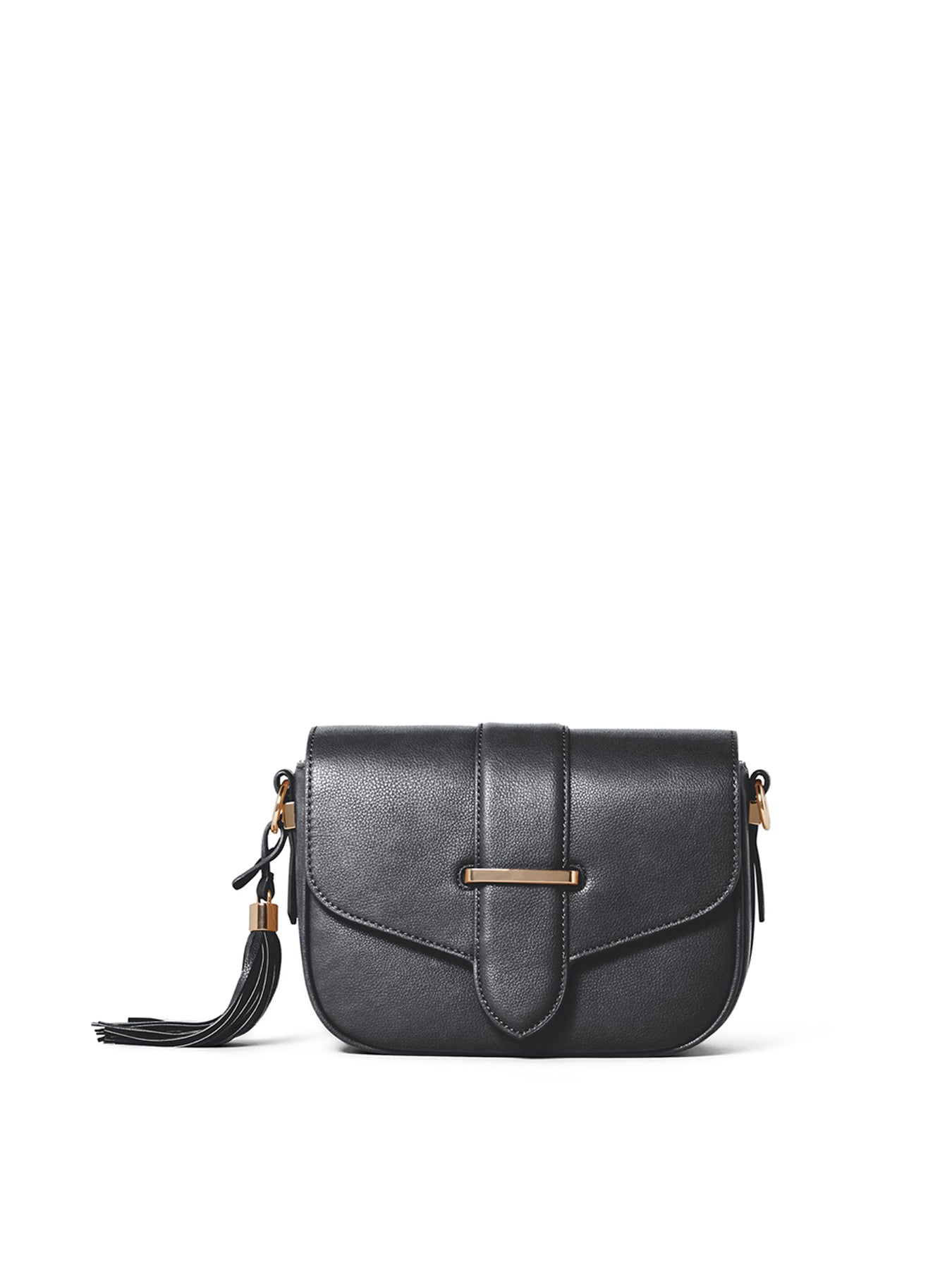 Signature Thea Tassel Saddle Crossbody Bag Black