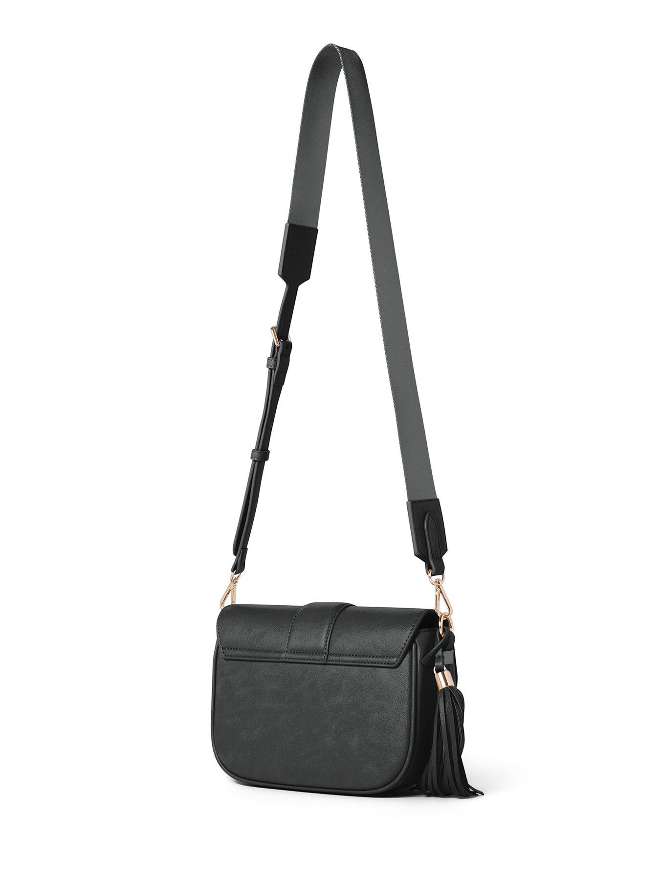 Signature Thea Tassel Saddle Crossbody Bag Black