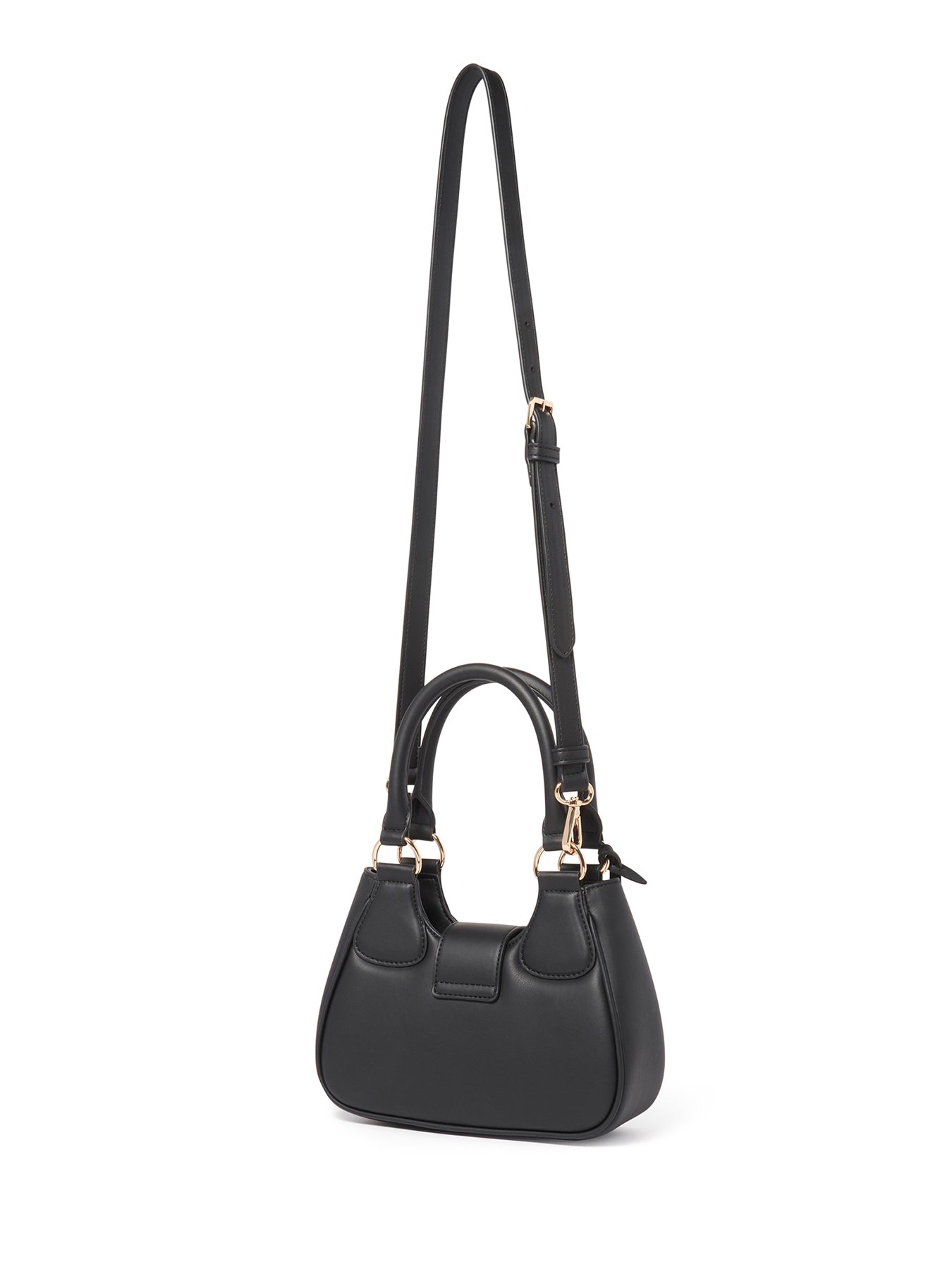 Signature Madison Buckle Moon Crossbody Bag Black