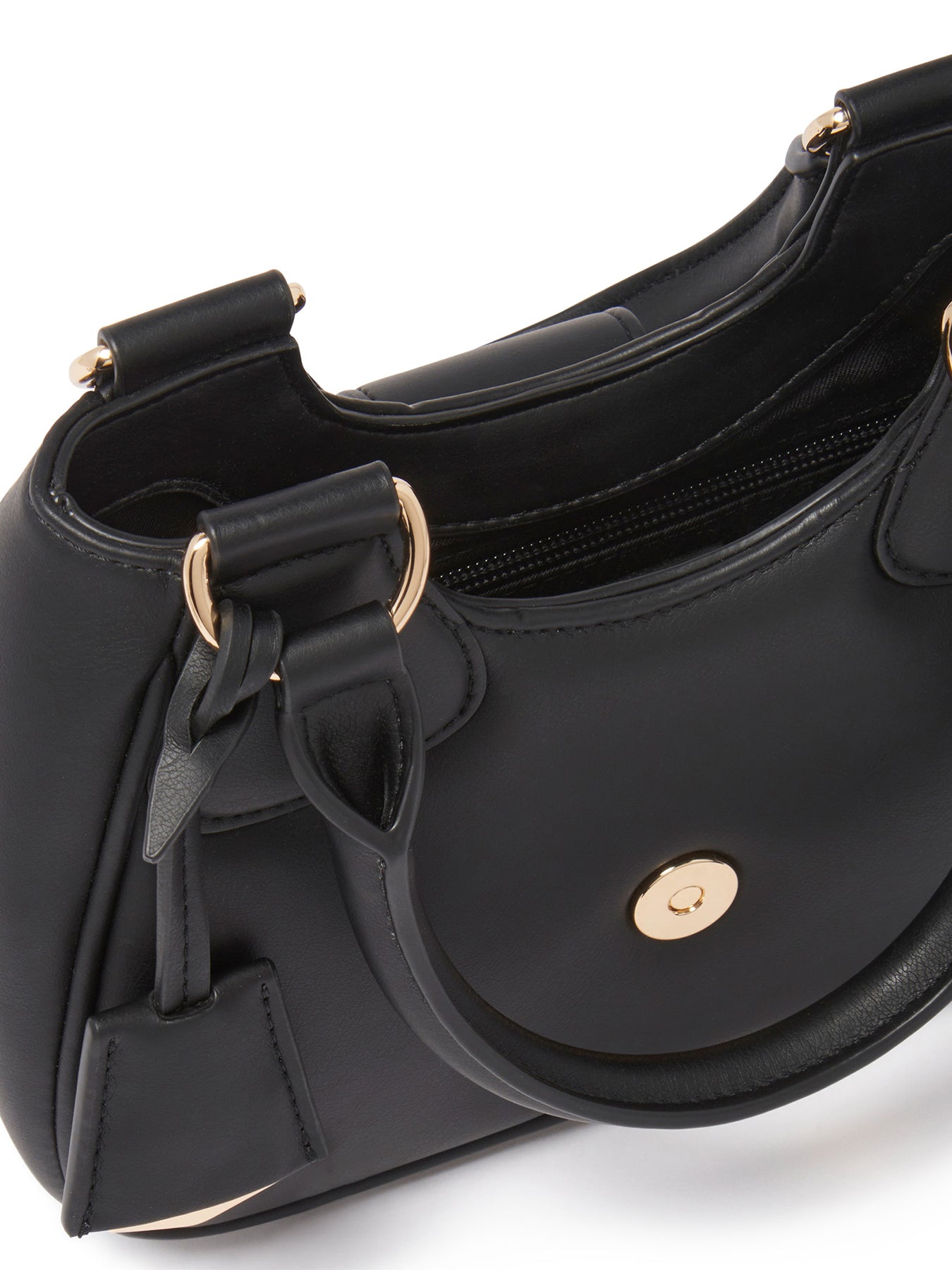 Signature Madison Buckle Moon Crossbody Bag Black