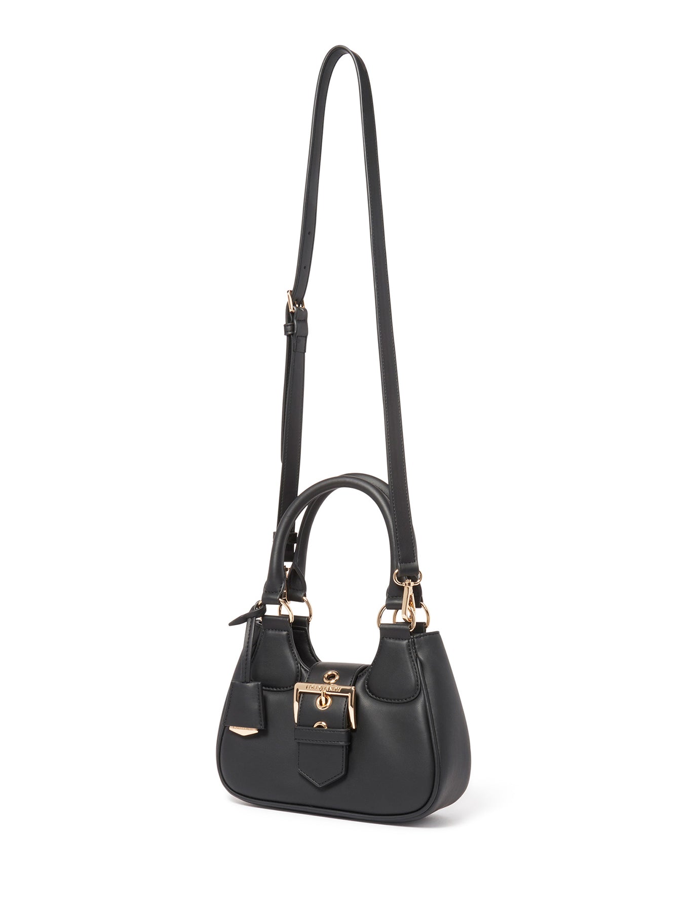 Signature Madison Buckle Moon Crossbody Bag Black