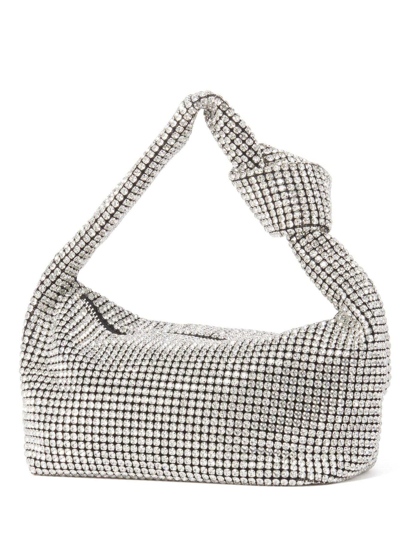 Signature Daphne Knot Embellished Shoulder Bag Silver