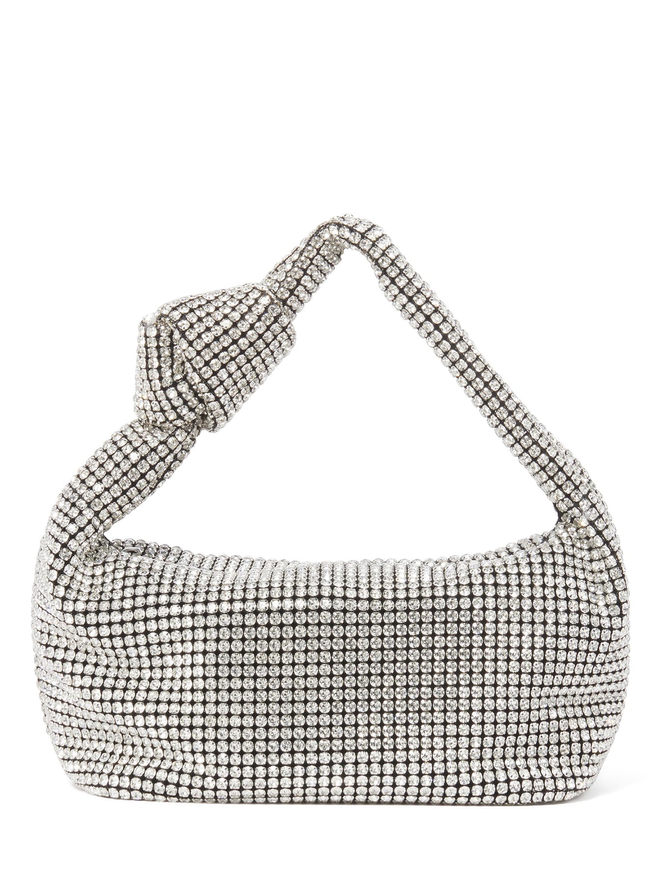 Signature Daphne Knot Embellished Shoulder Bag Silver