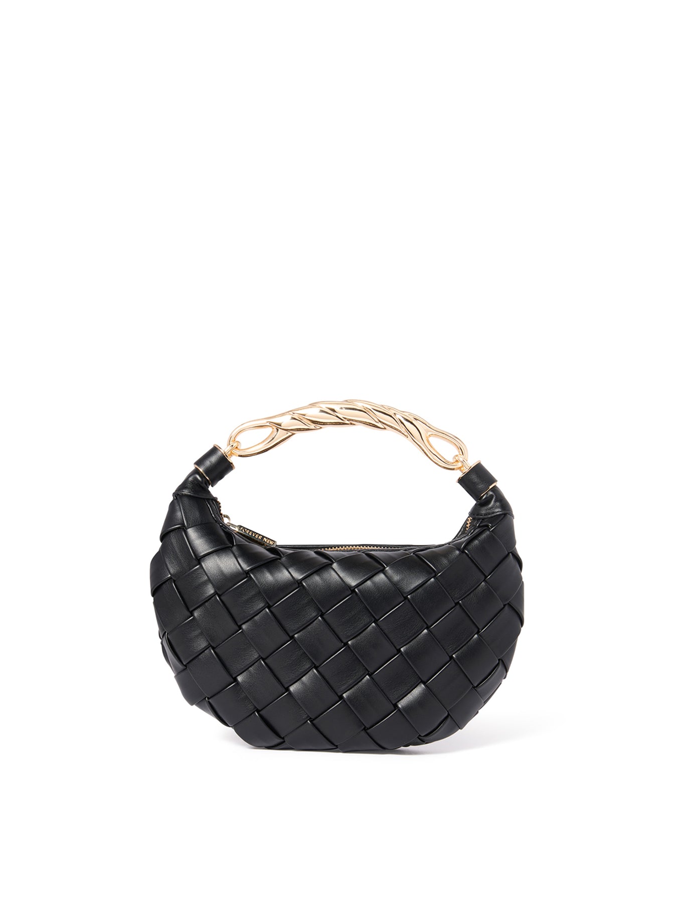 Willa Weave Metal Handle Crossbody Bag Black
