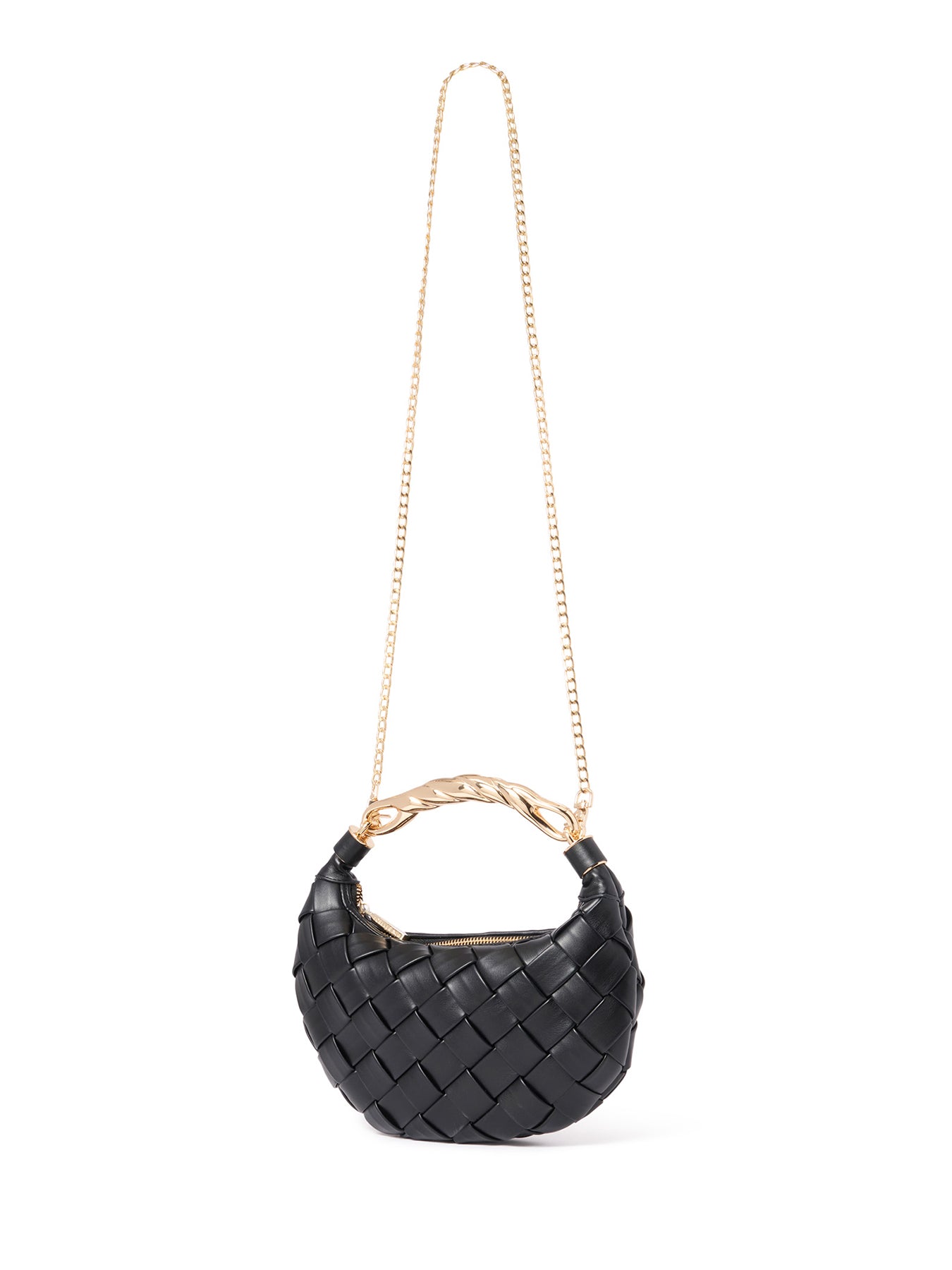 Willa Weave Metal Handle Crossbody Bag Black