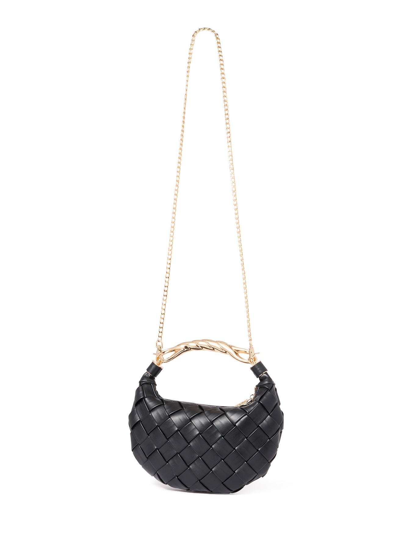 Willa Weave Metal Handle Crossbody Bag Black