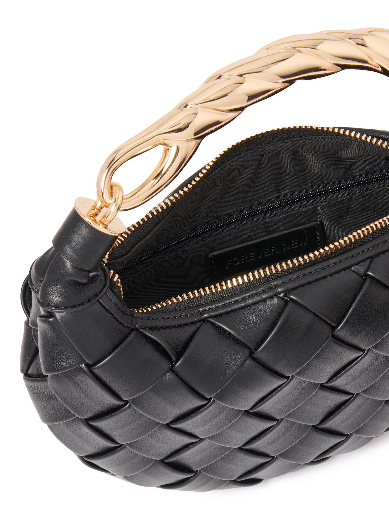 Willa Weave Metal Handle Crossbody Bag Black