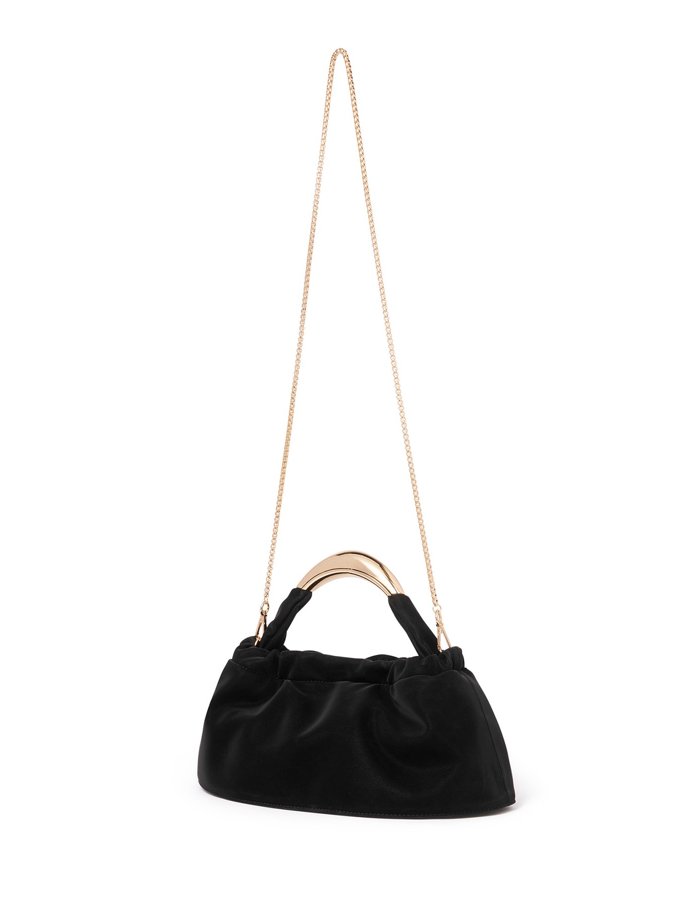 Signature Marigold Metal Handle Crossbody Bag Black
