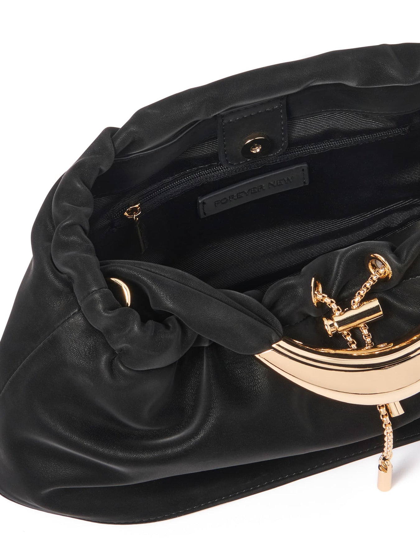 Signature Marigold Metal Handle Crossbody Bag Black