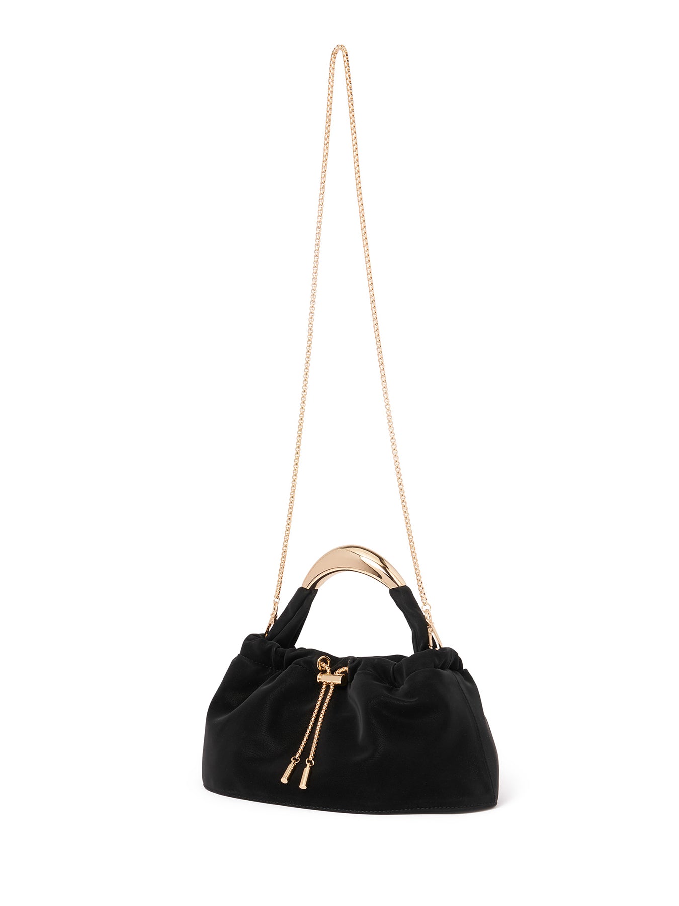 Signature Marigold Metal Handle Crossbody Bag Black