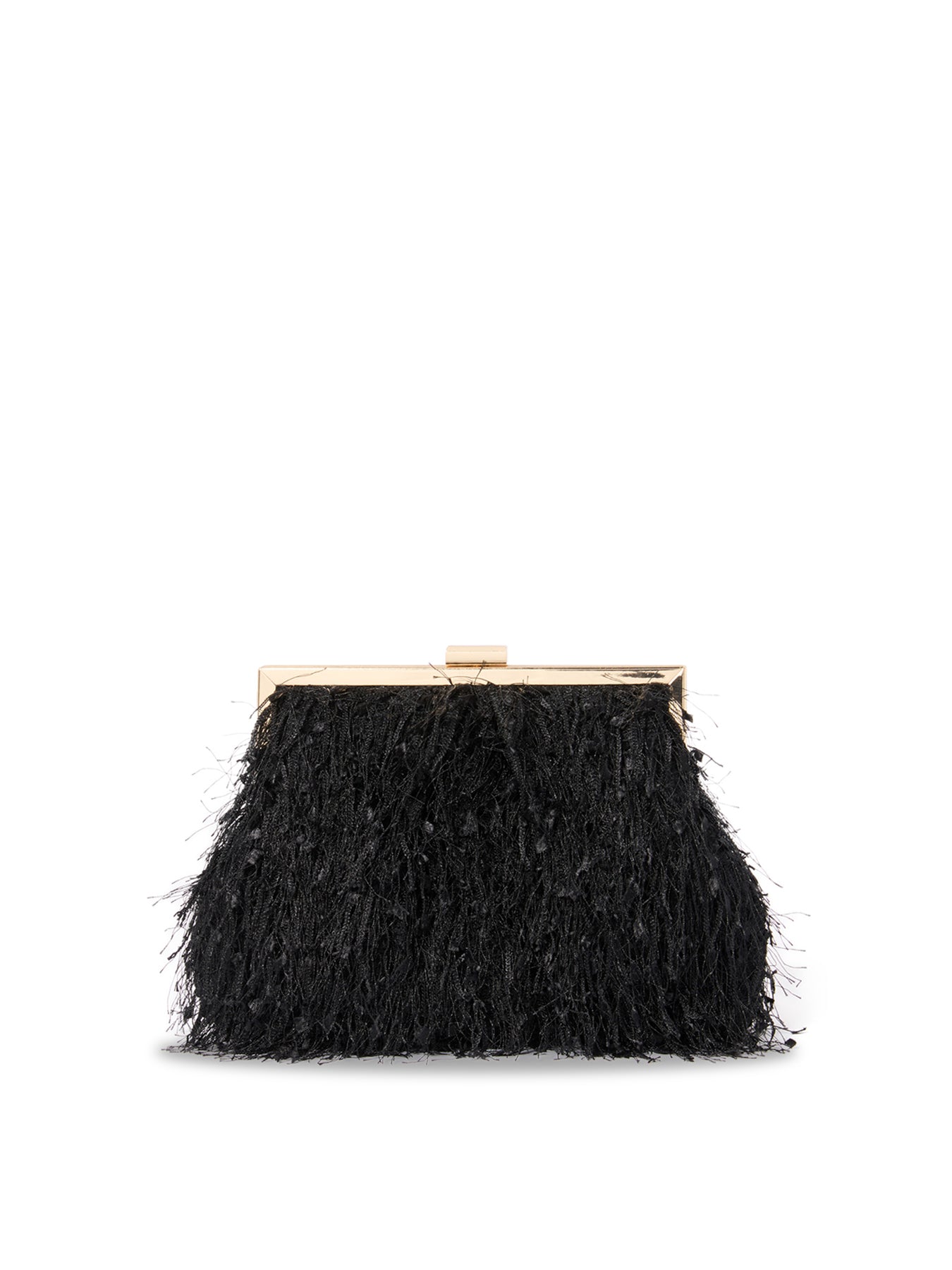 Signature Francis Fluffy Frame Clutch Bag Black