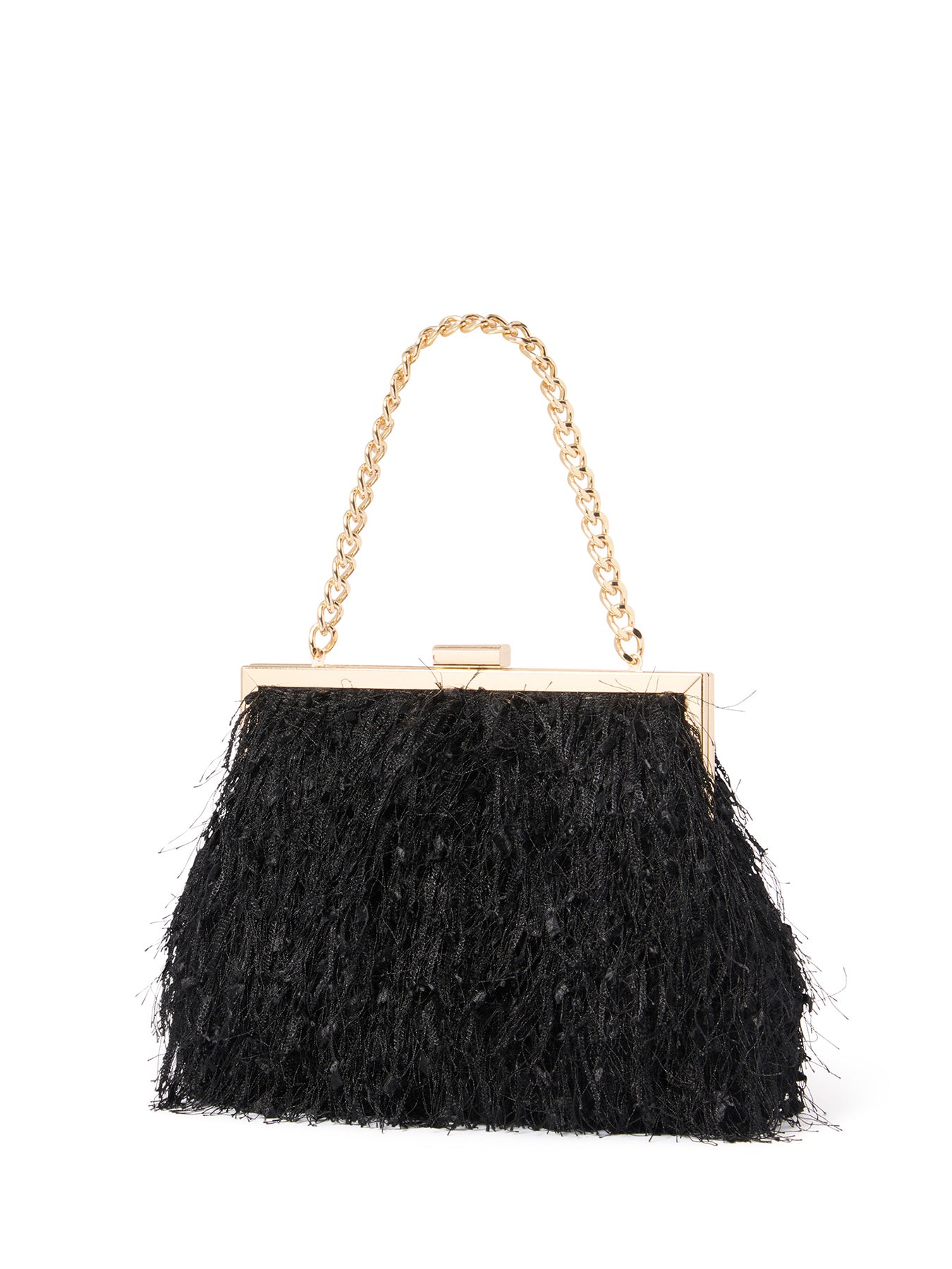 Signature Francis Fluffy Frame Clutch Bag Black