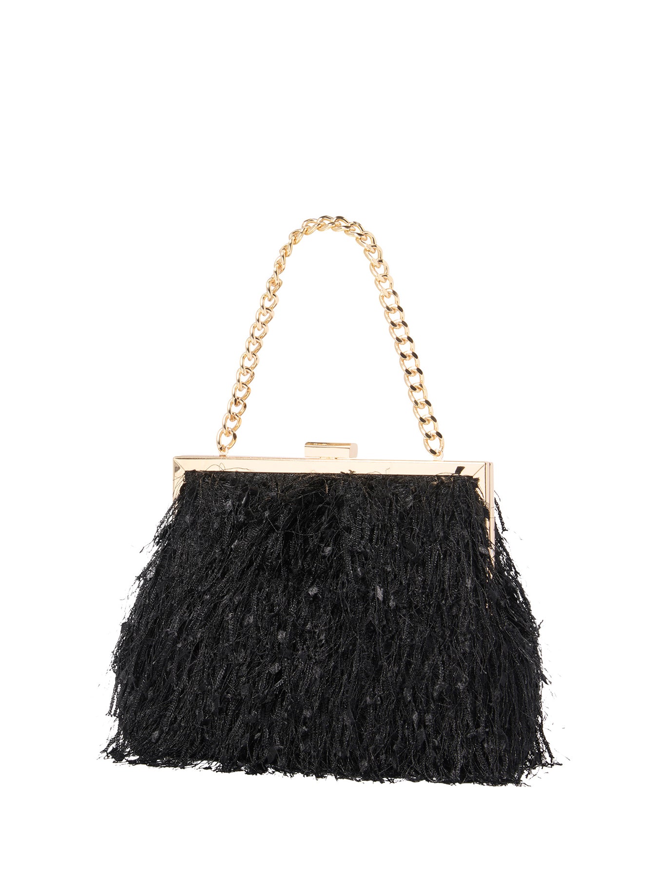 Signature Francis Fluffy Frame Clutch Bag Black