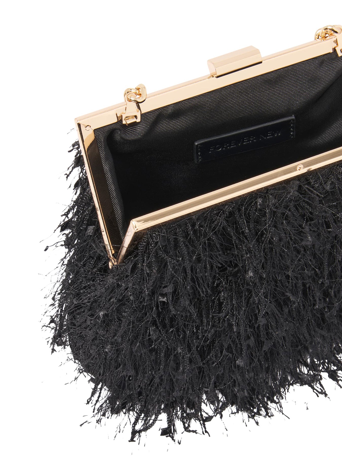 Signature Francis Fluffy Frame Clutch Bag Black