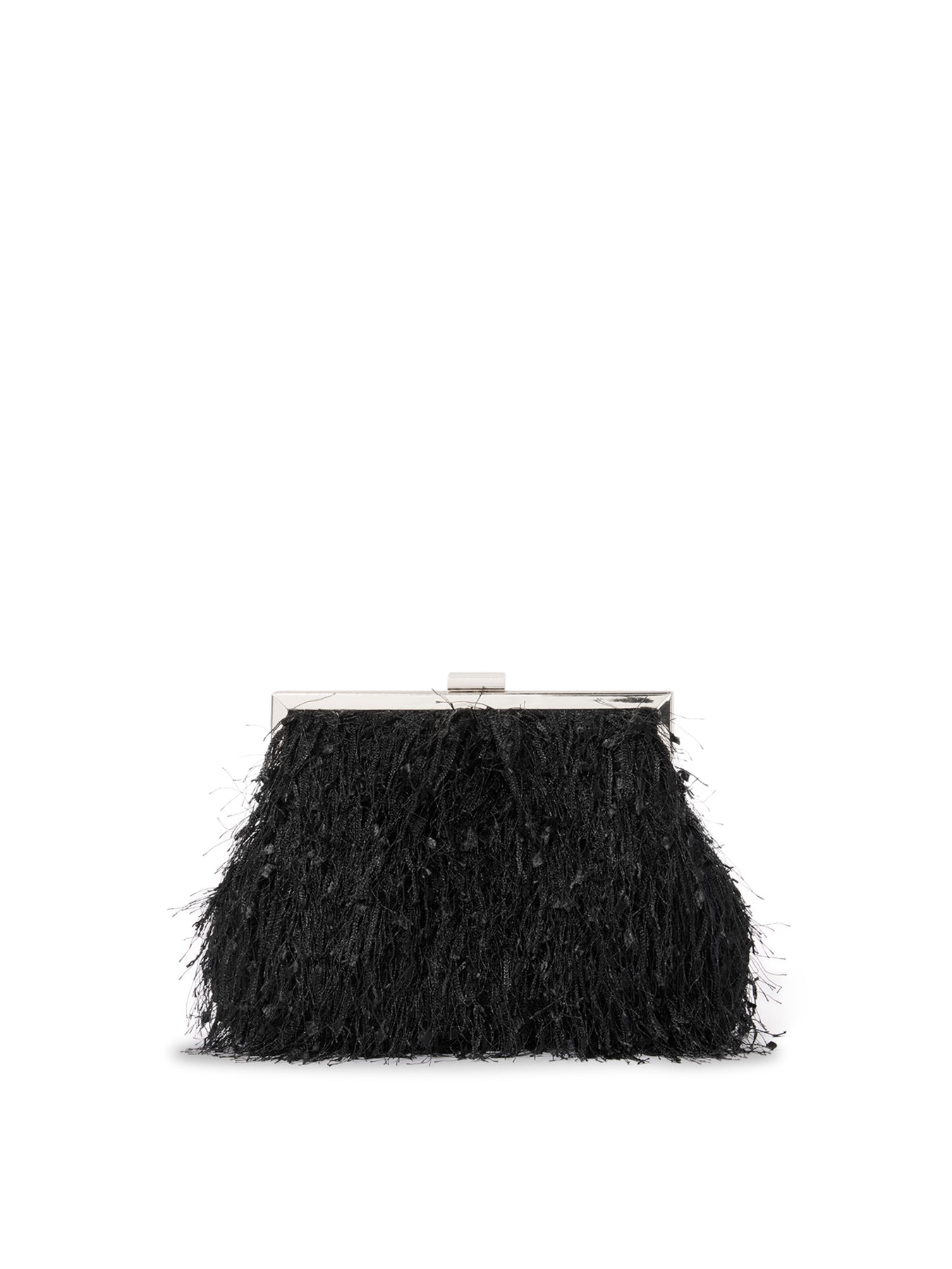 Signature Francis Fluffy Frame Clutch Bag Black