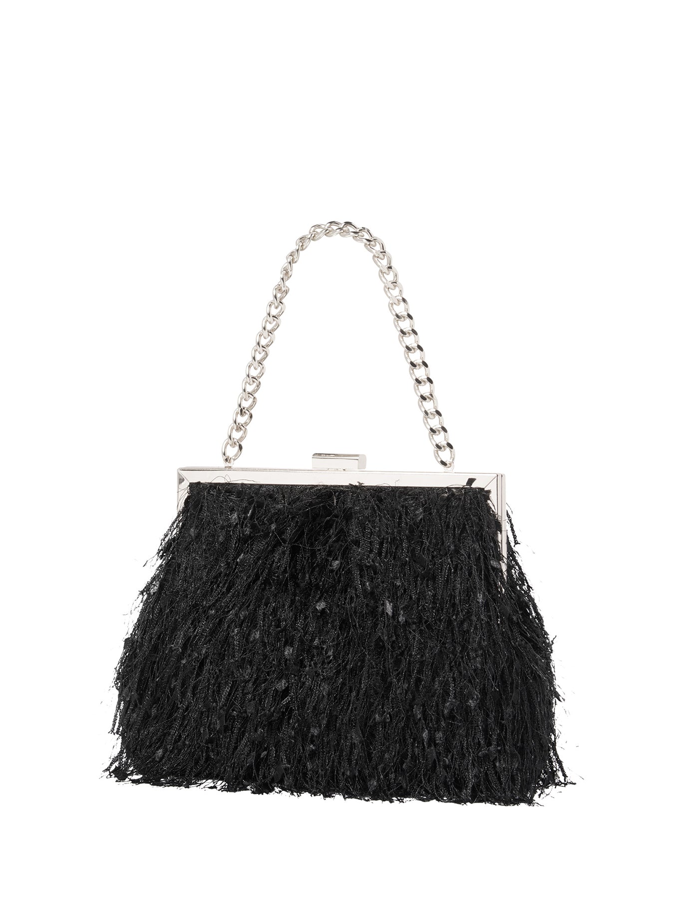 Signature Francis Fluffy Frame Clutch Bag Black