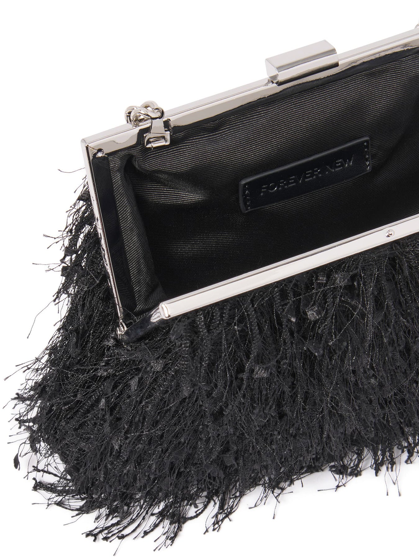 Signature Francis Fluffy Frame Clutch Bag Black
