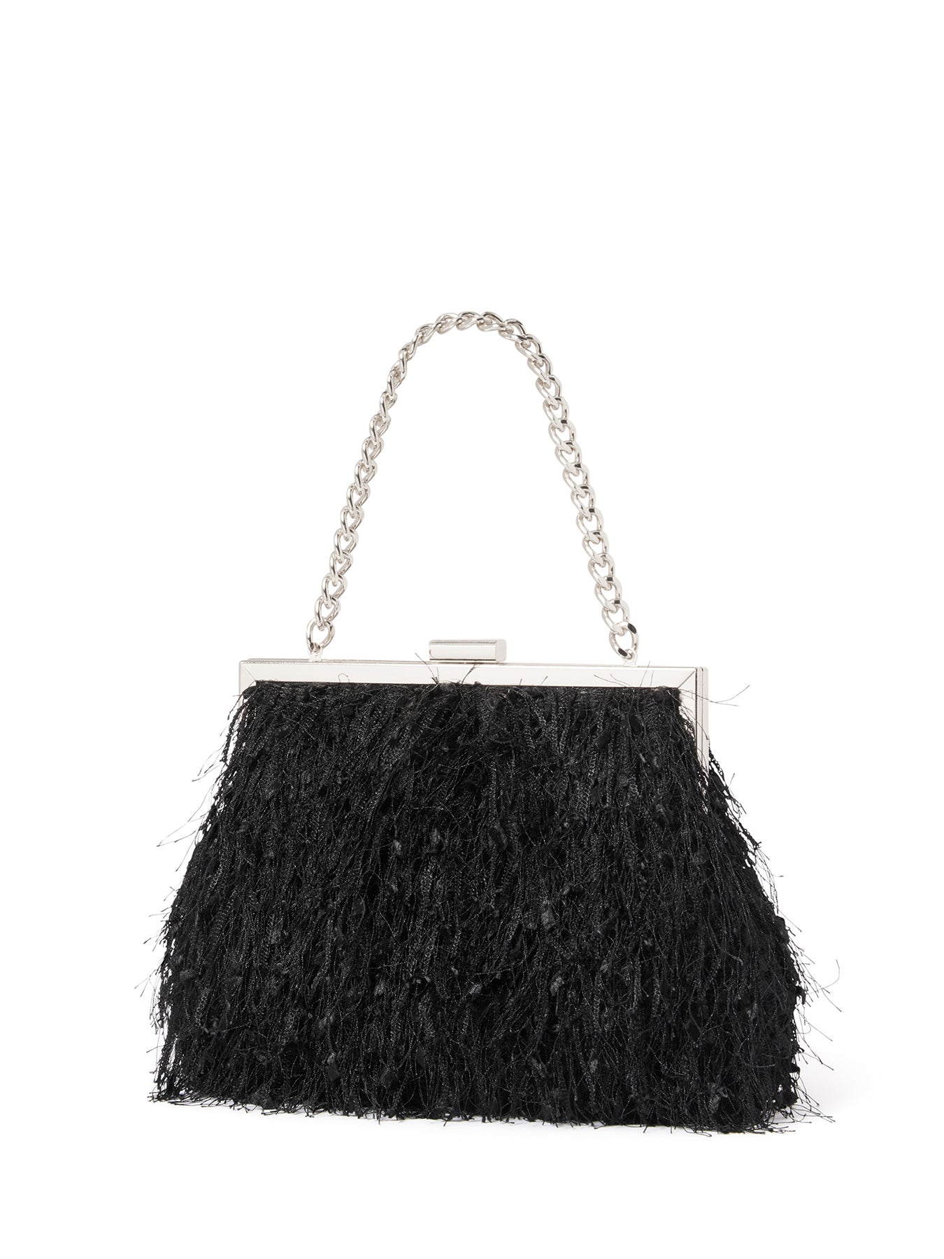 Signature Francis Fluffy Frame Clutch Bag Black