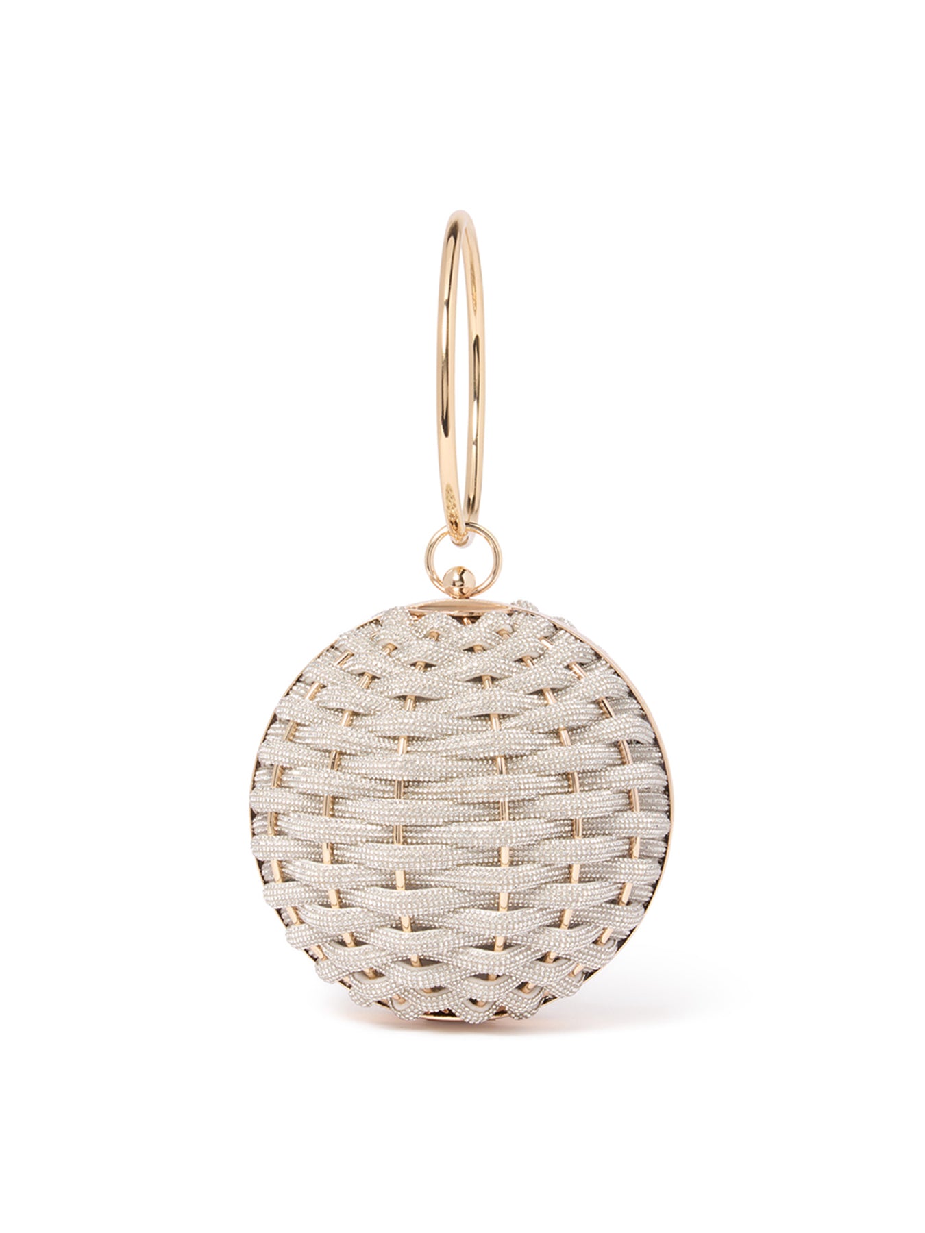 Signature Wynnie Woven Round Clutch Bag Silver