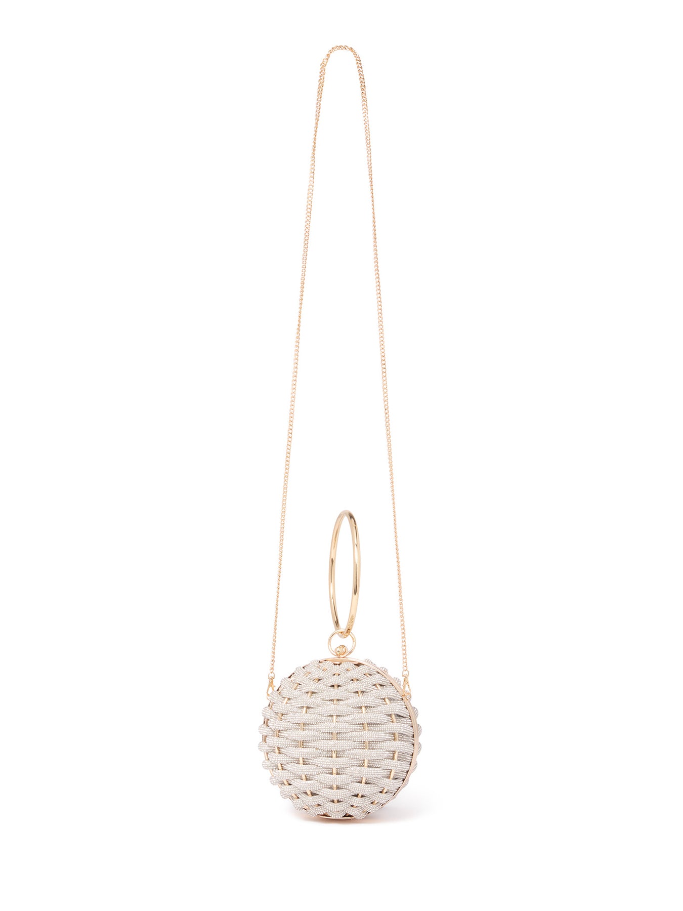 Signature Wynnie Woven Round Clutch Bag Silver