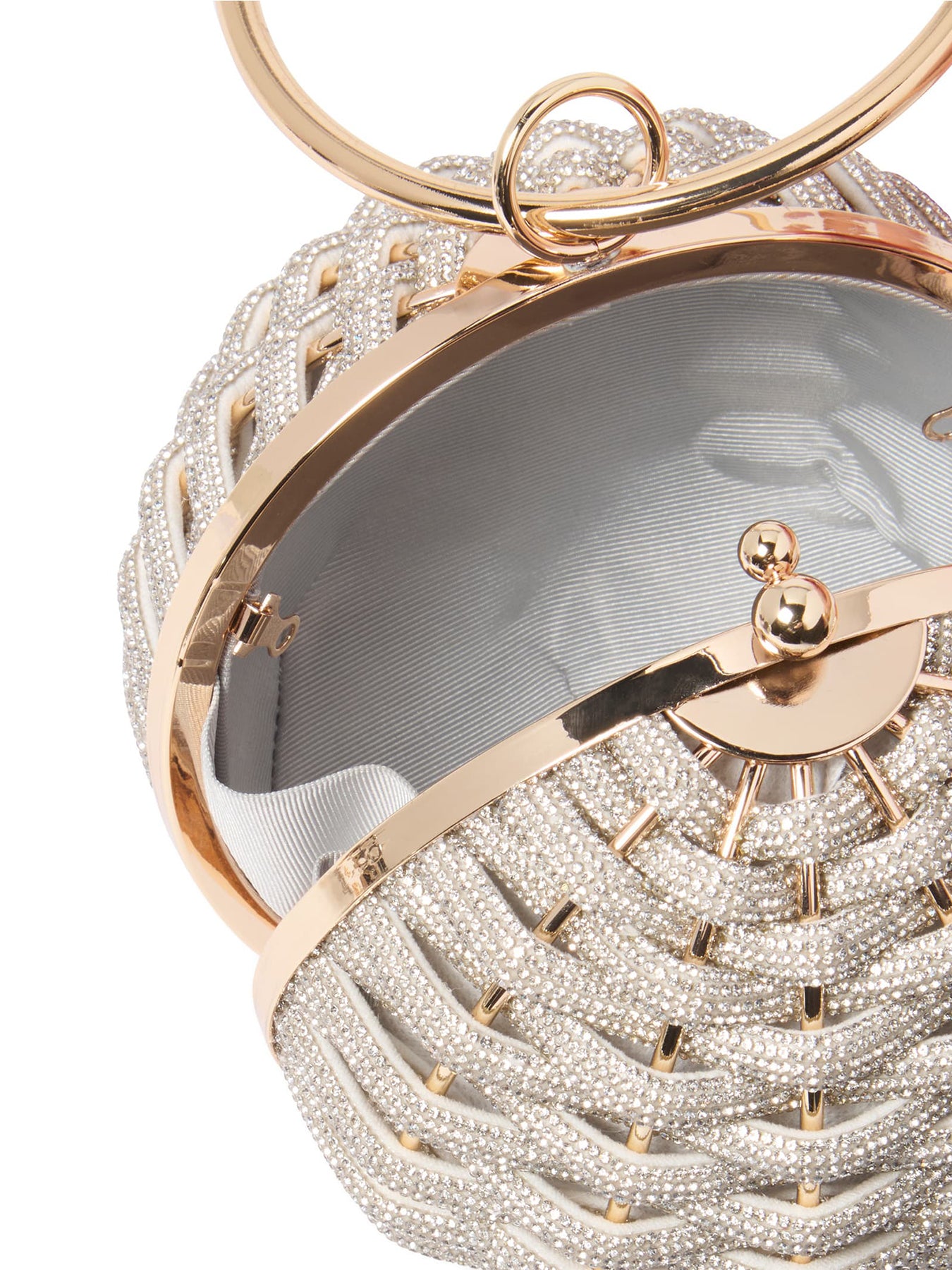 Signature Wynnie Woven Round Clutch Bag Silver