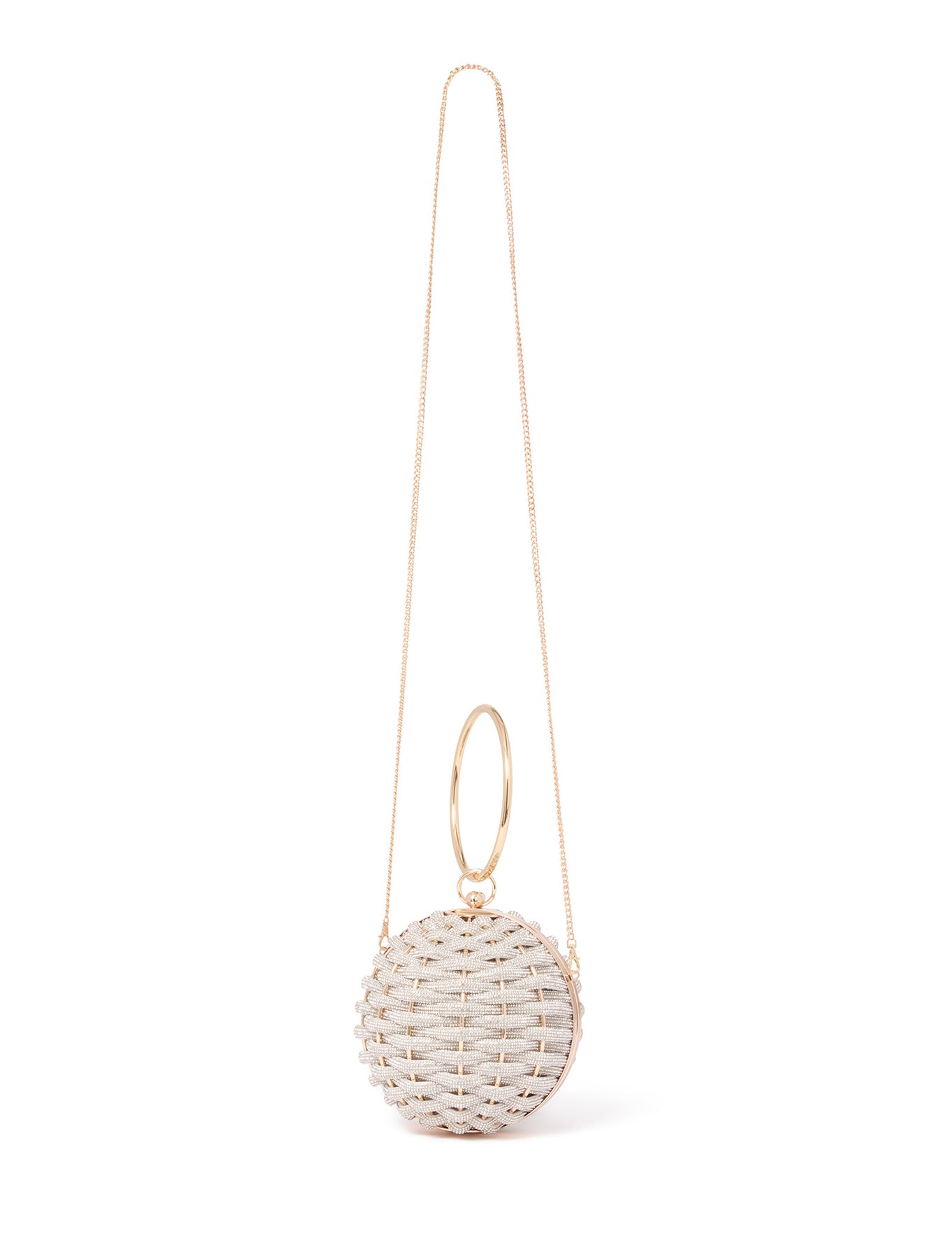 Signature Wynnie Woven Round Clutch Bag Silver