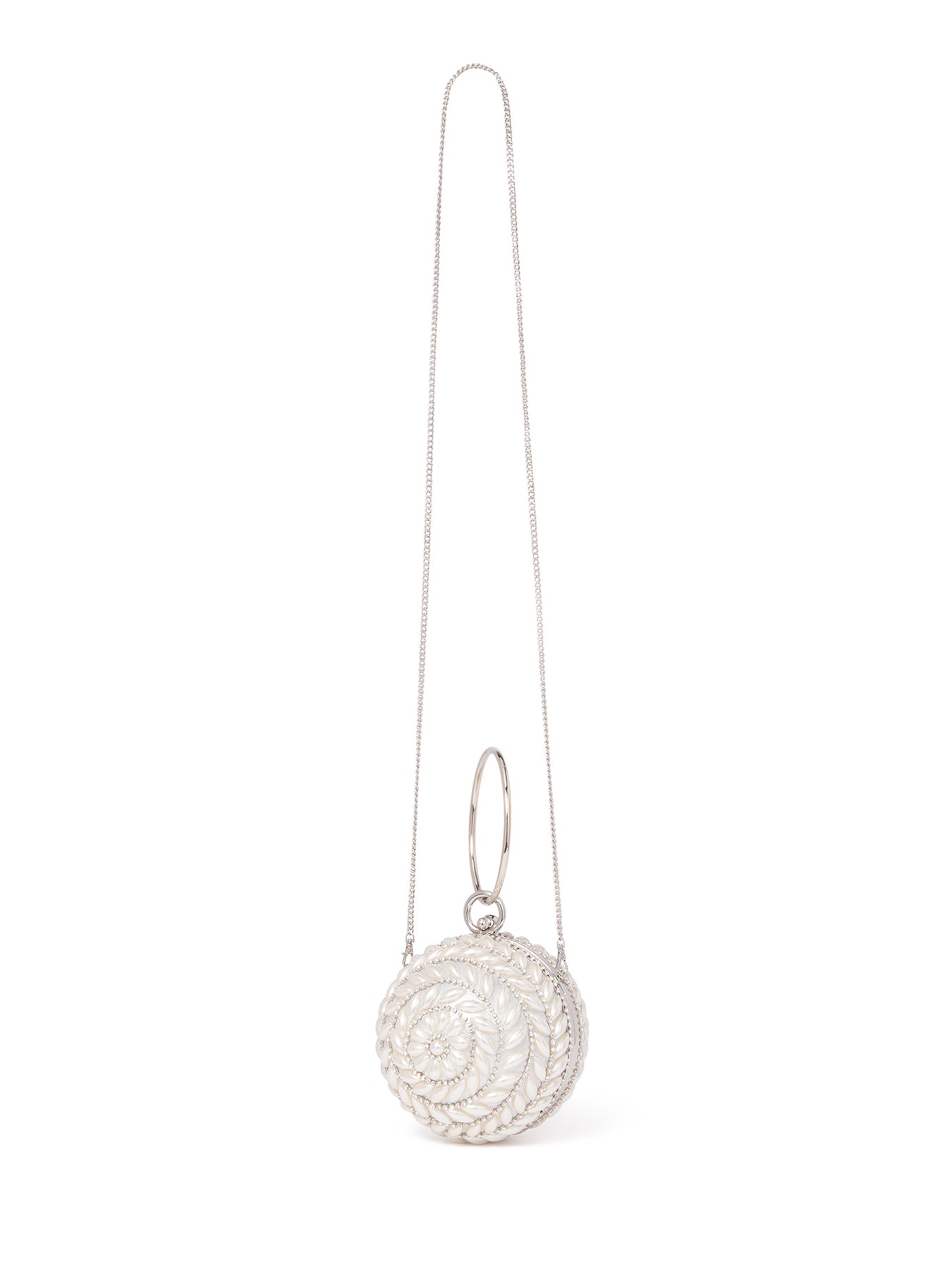 Signature Pandora Pearl Round Clutch Bag Cream