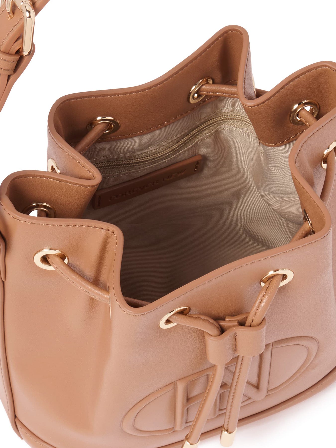 Signature Delany Drawstring Bucket Bag Brown