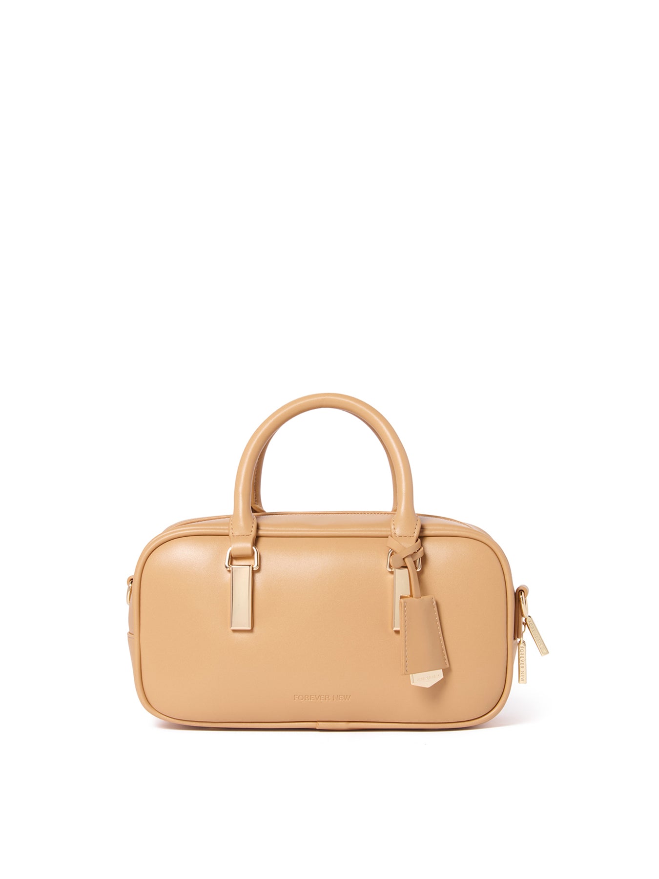 Signature Terri Metal Trim Barrel Crossbody Bag Brown