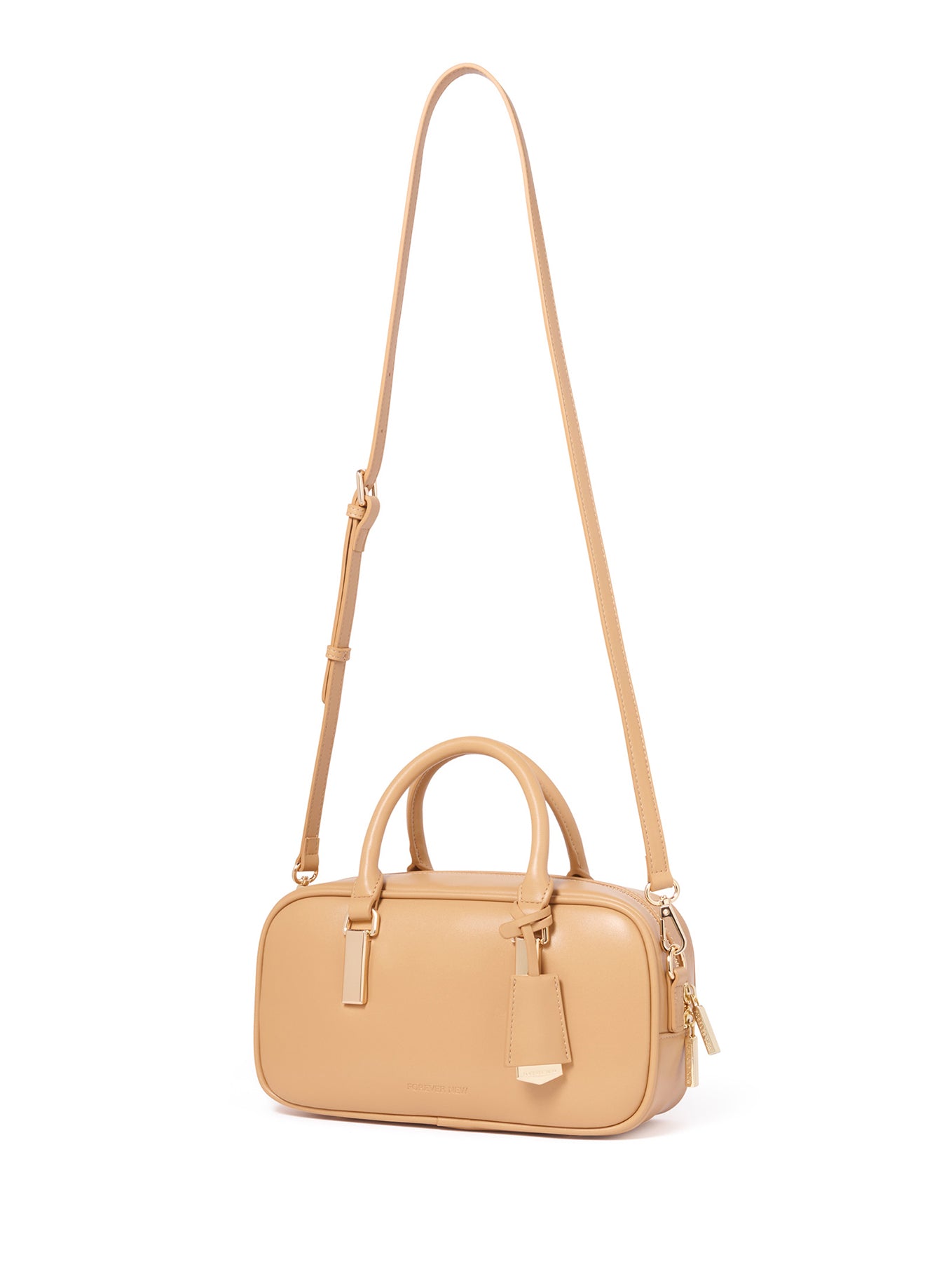 Signature Terri Metal Trim Barrel Crossbody Bag Brown