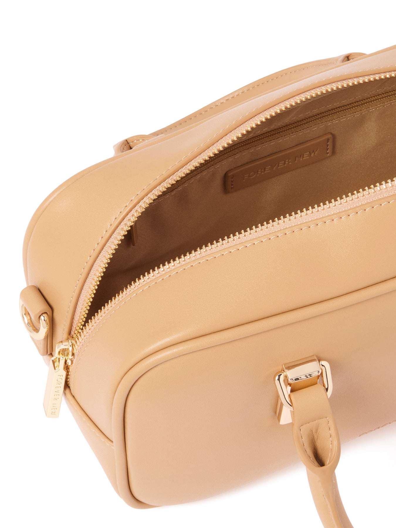 Signature Terri Metal Trim Barrel Crossbody Bag Brown
