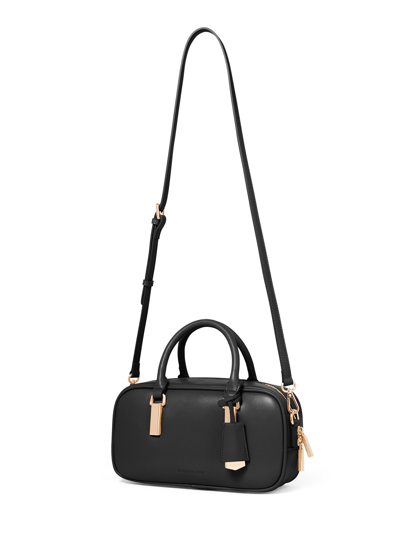 Signature Terri Metal Trim Barrel Crossbody Bag Black