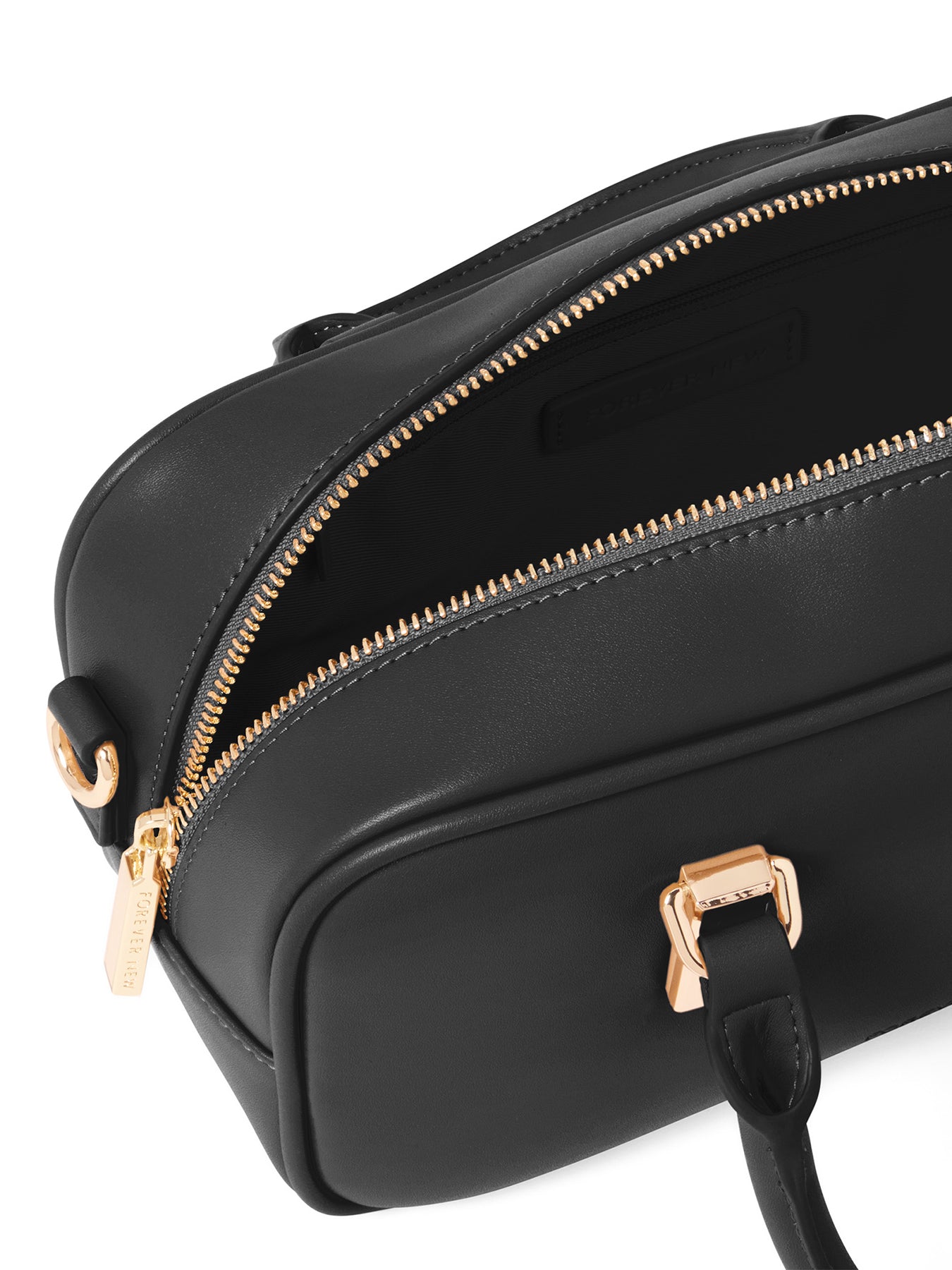 Signature Terri Metal Trim Barrel Crossbody Bag Black