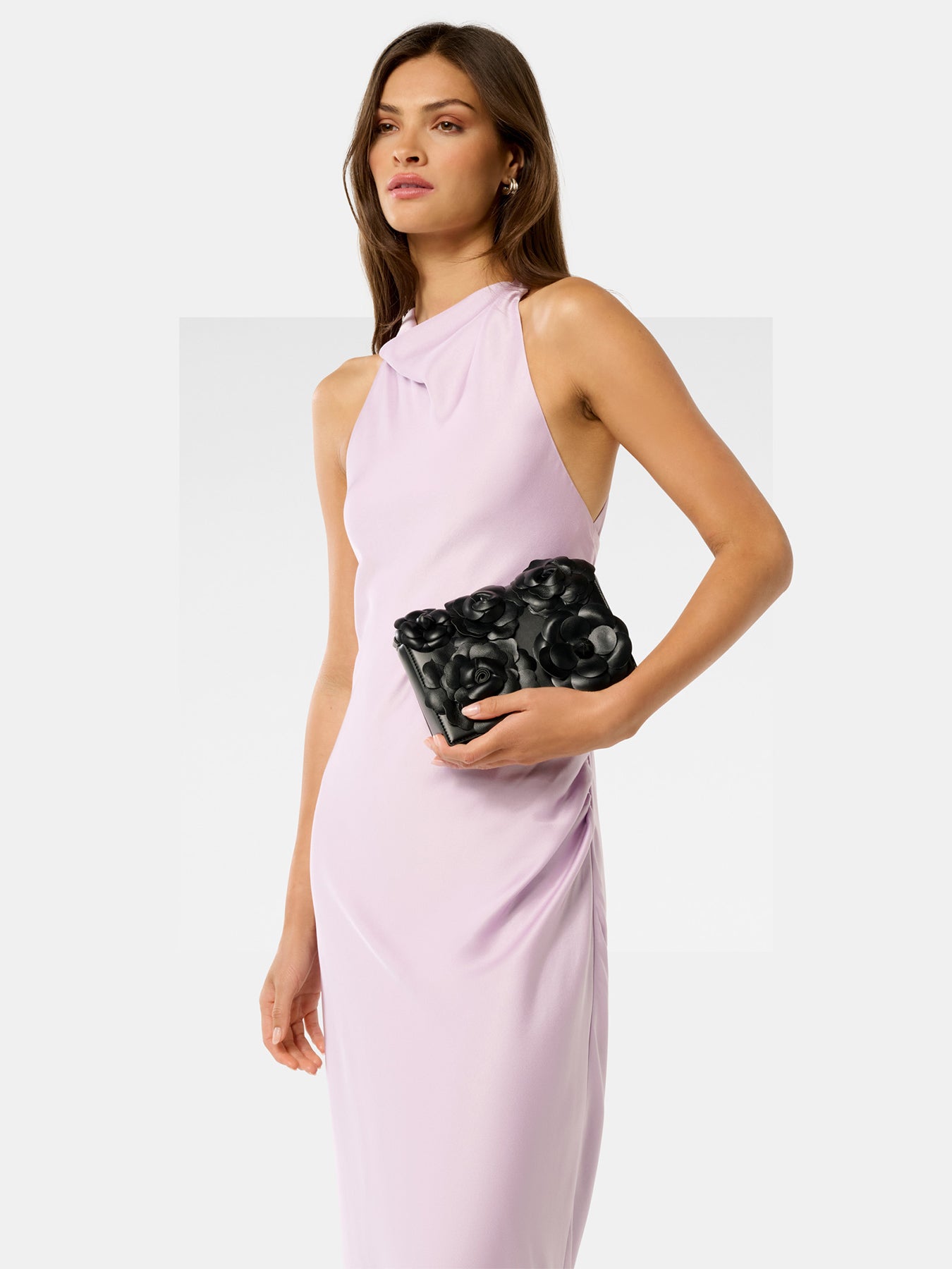 Signature Belle Bloom Flower Crossbody Bag Black