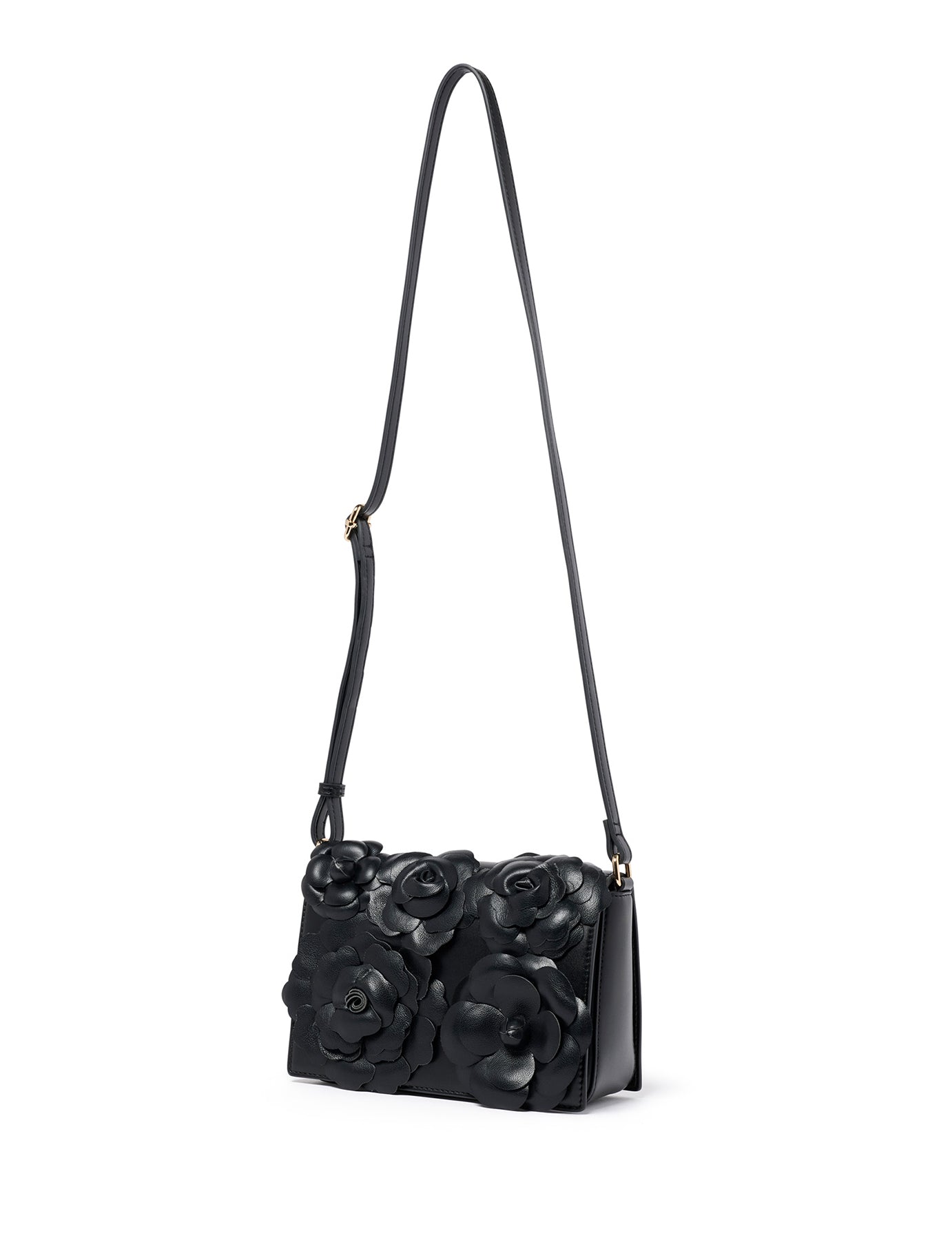 Signature Belle Bloom Flower Crossbody Bag Black