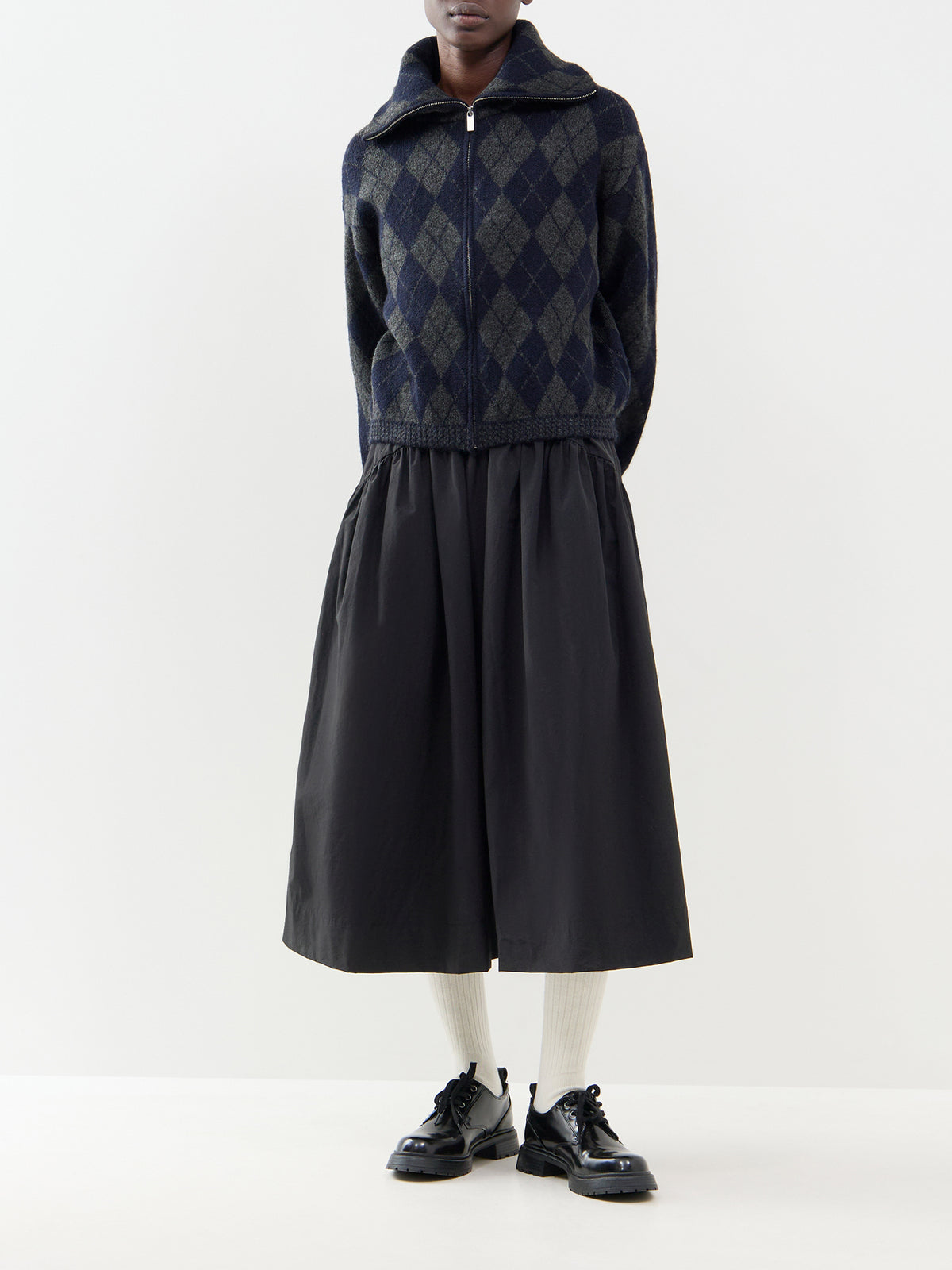 Zip Collar Knitted Cardigan