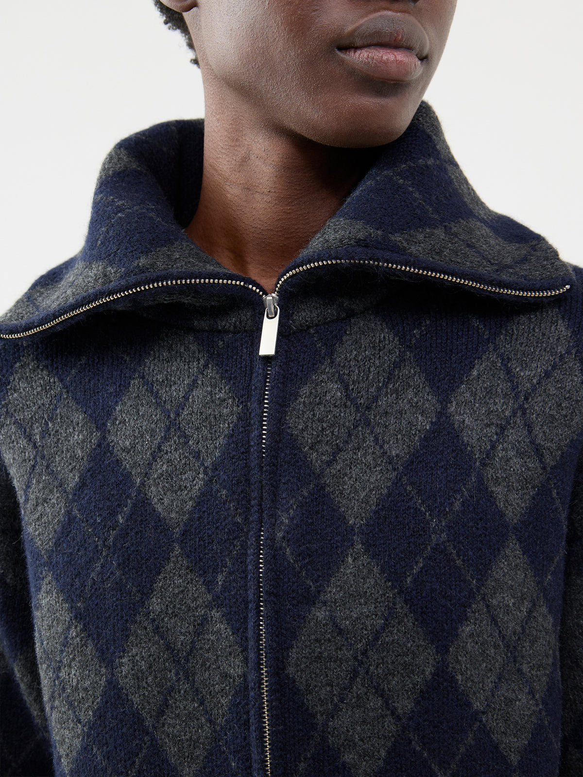 Zip Collar Knitted Cardigan
