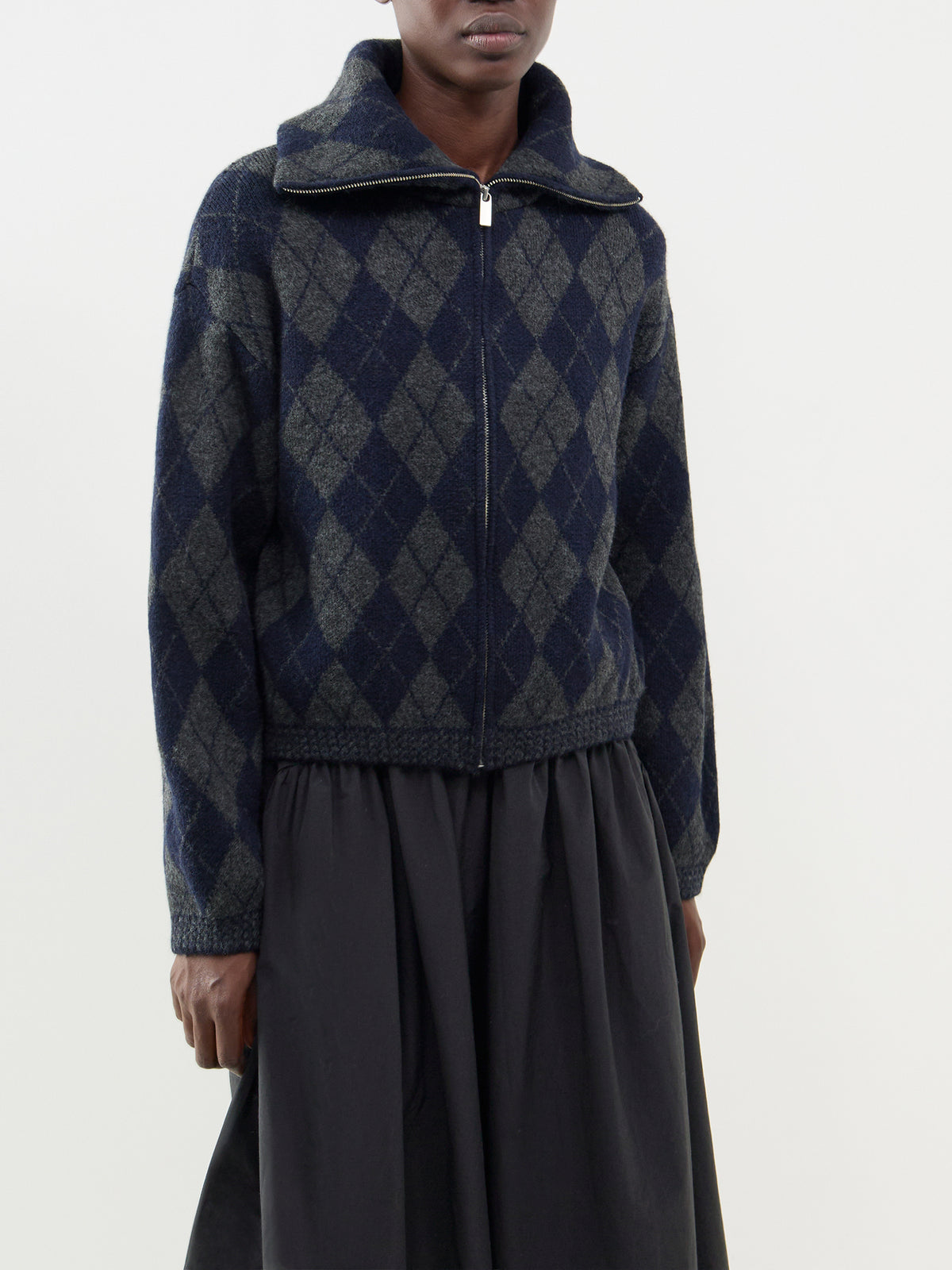 Zip Collar Knitted Cardigan