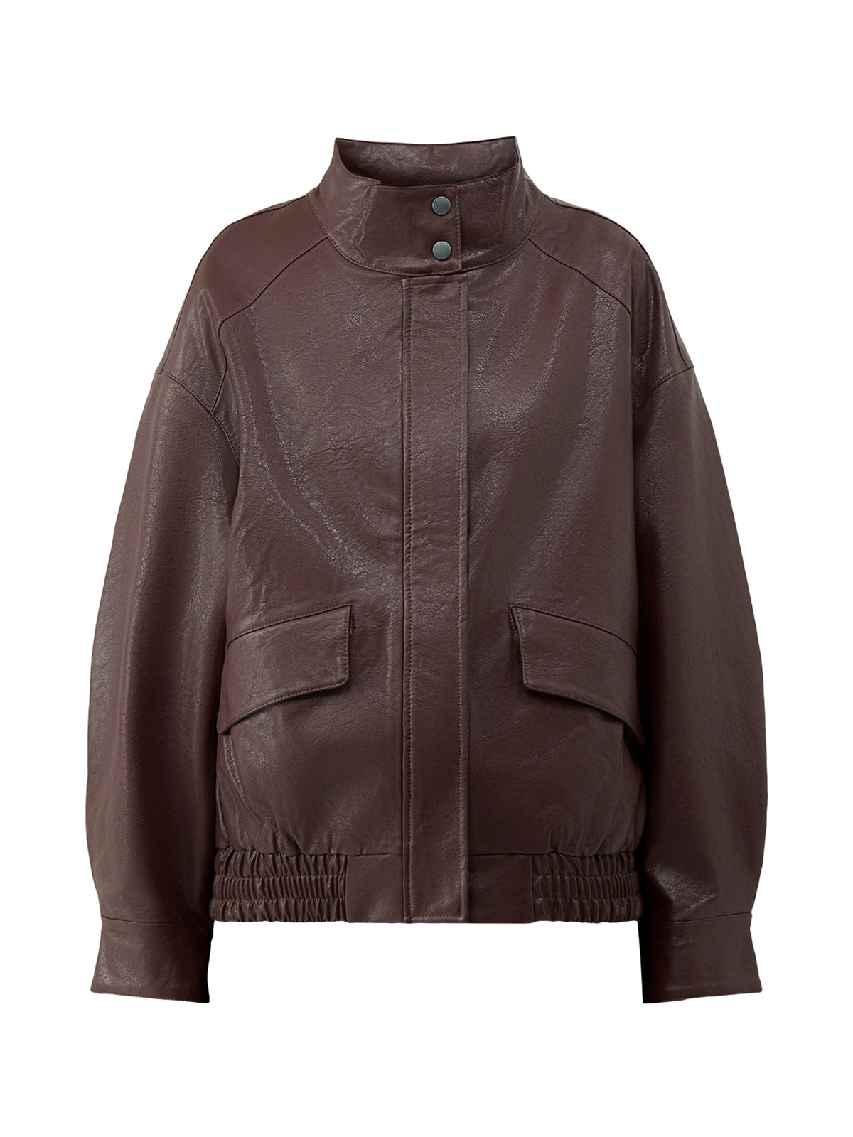 Faux Leather Oversized Bomber Jacket