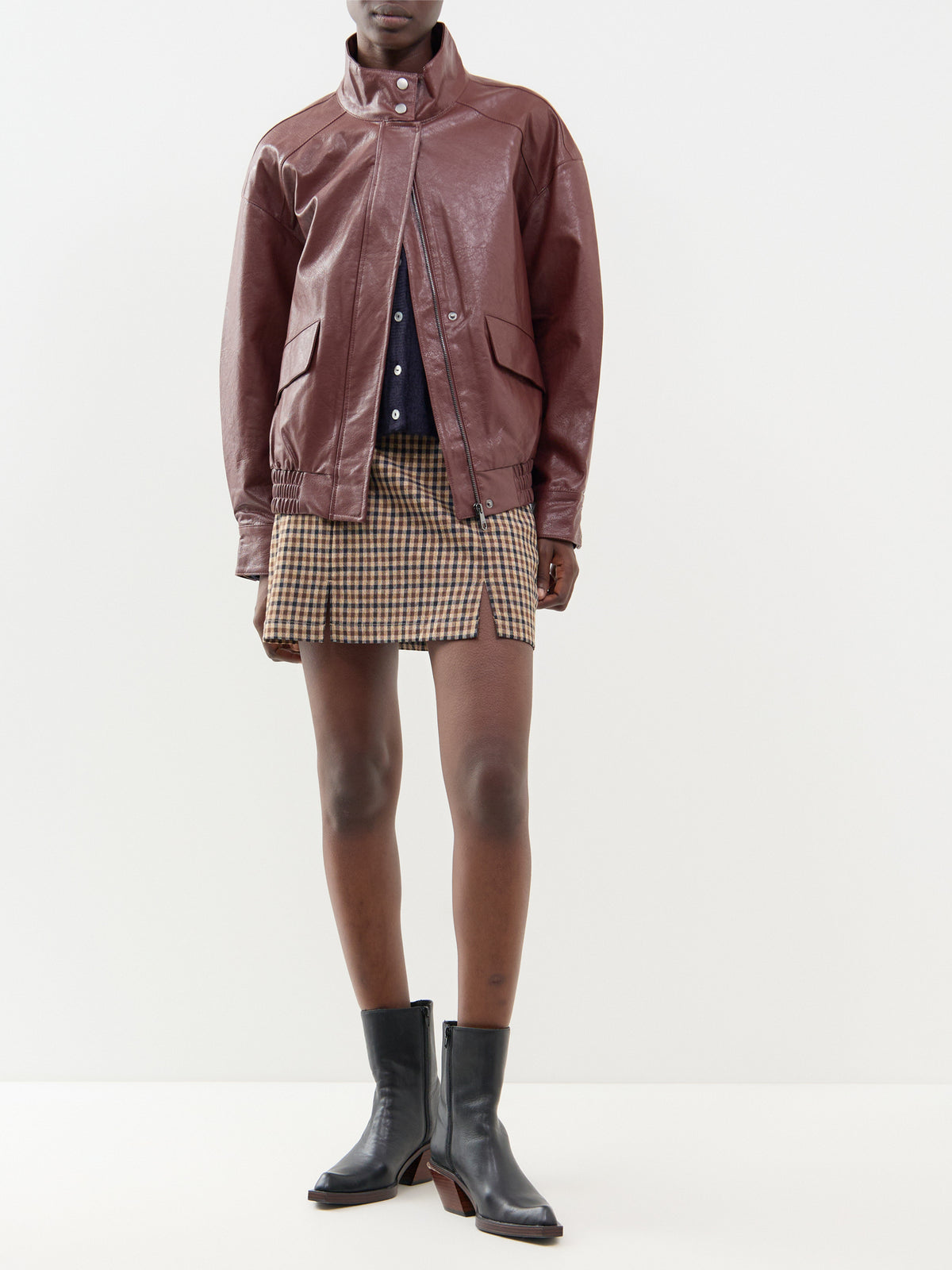 Faux Leather Oversized Bomber Jacket