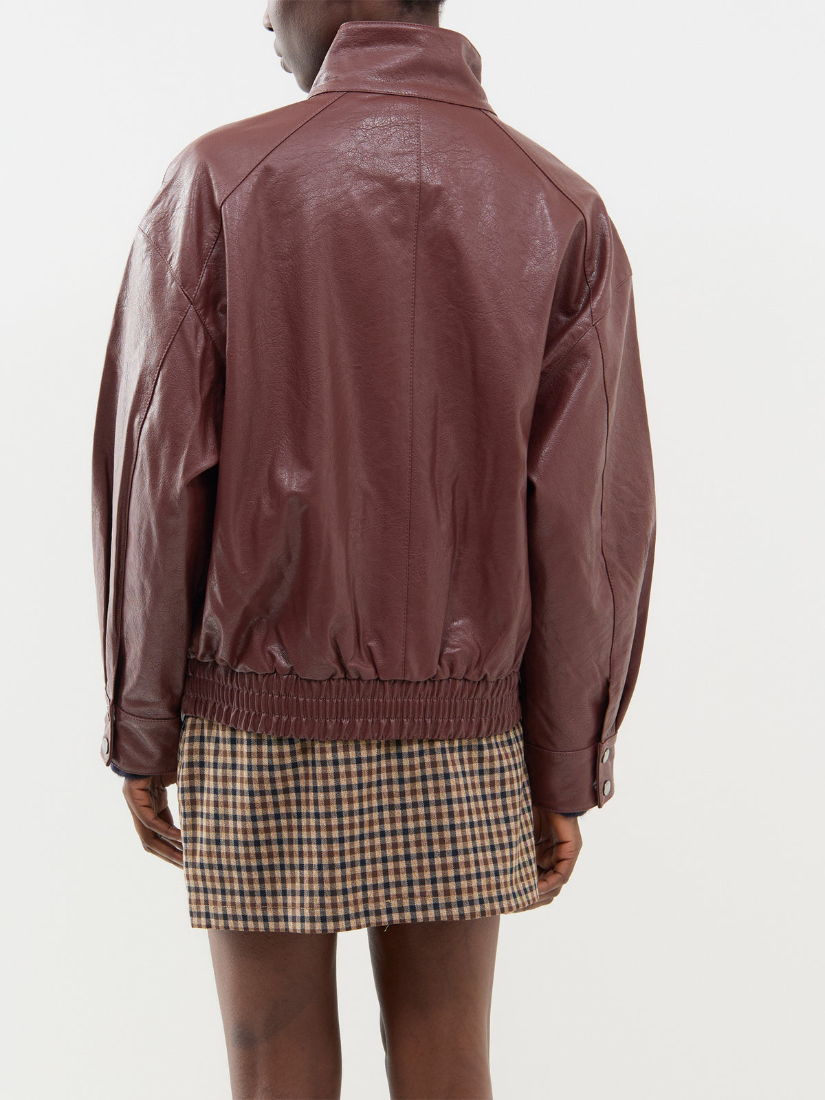 Faux Leather Oversized Bomber Jacket