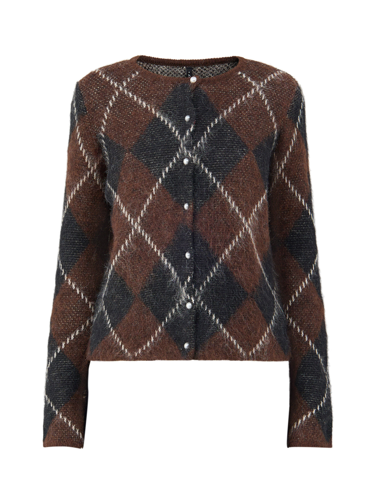Wool Blend Argyle Cardigan