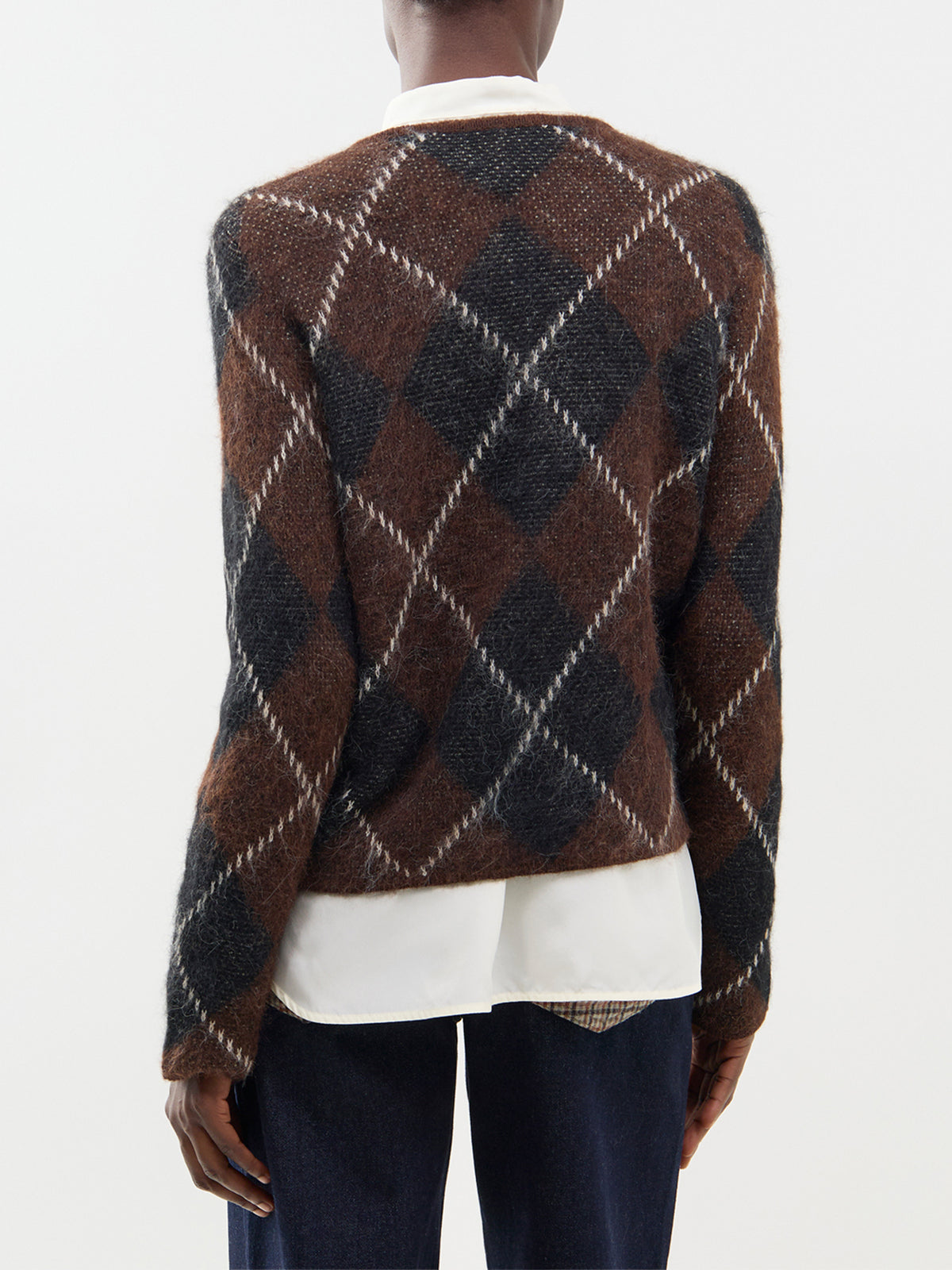 Wool Blend Argyle Cardigan