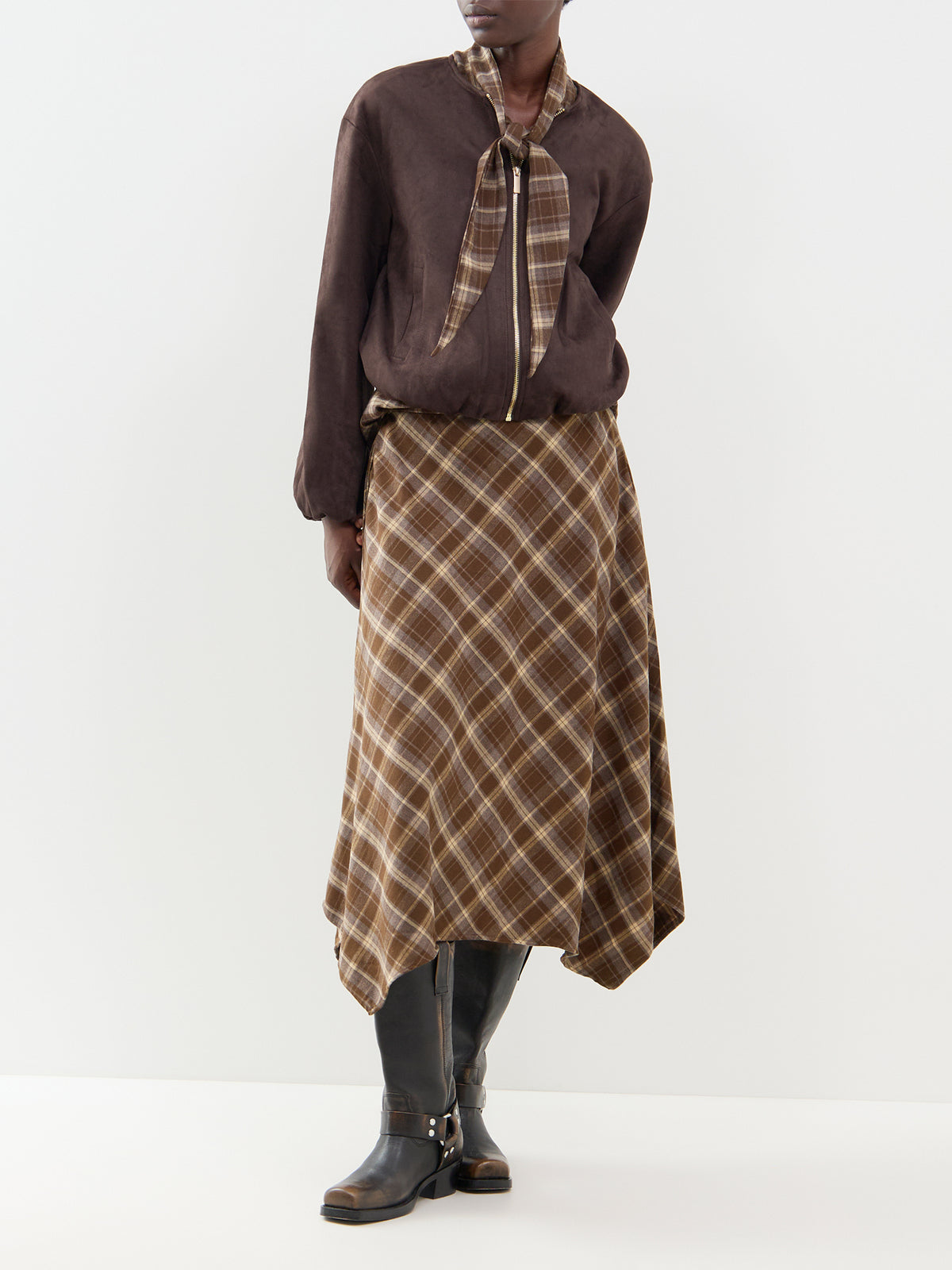 Check Midi Skirt - Slate Black