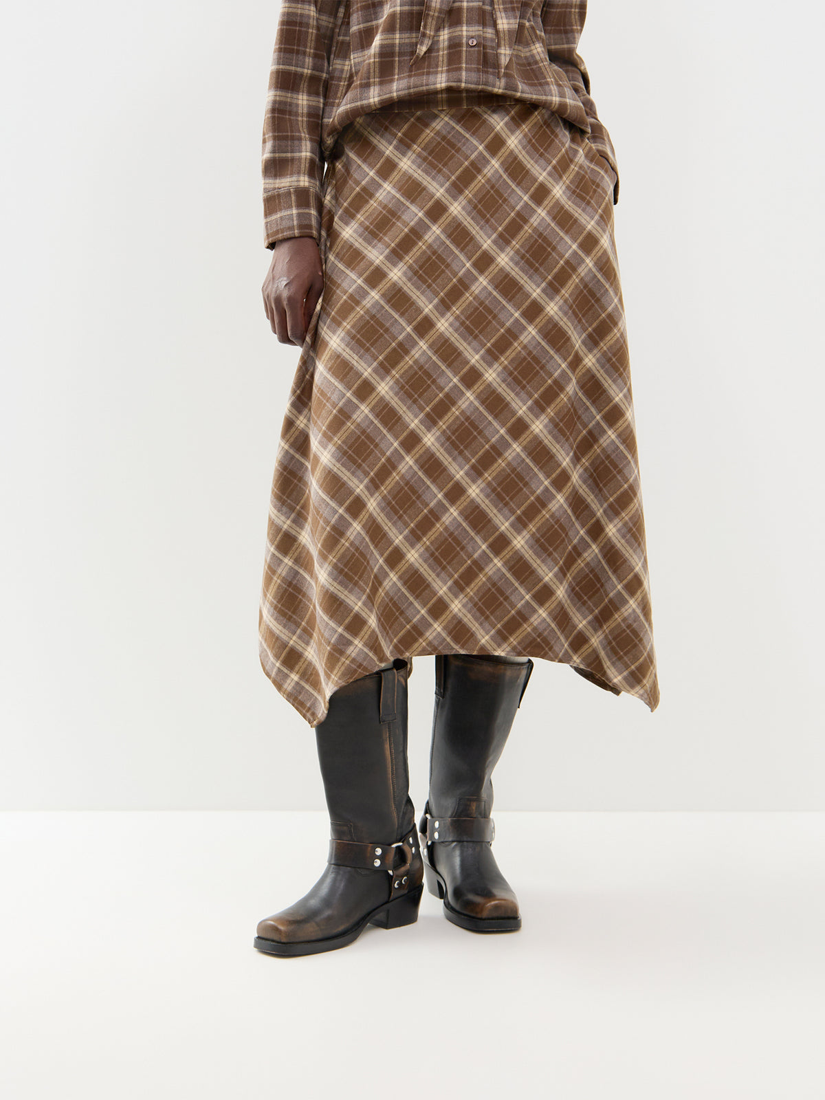 Check Midi Skirt - Slate Black