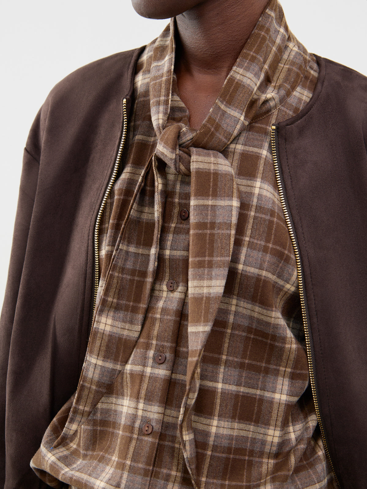 Check Tie Detail Shirt - Slate Black
