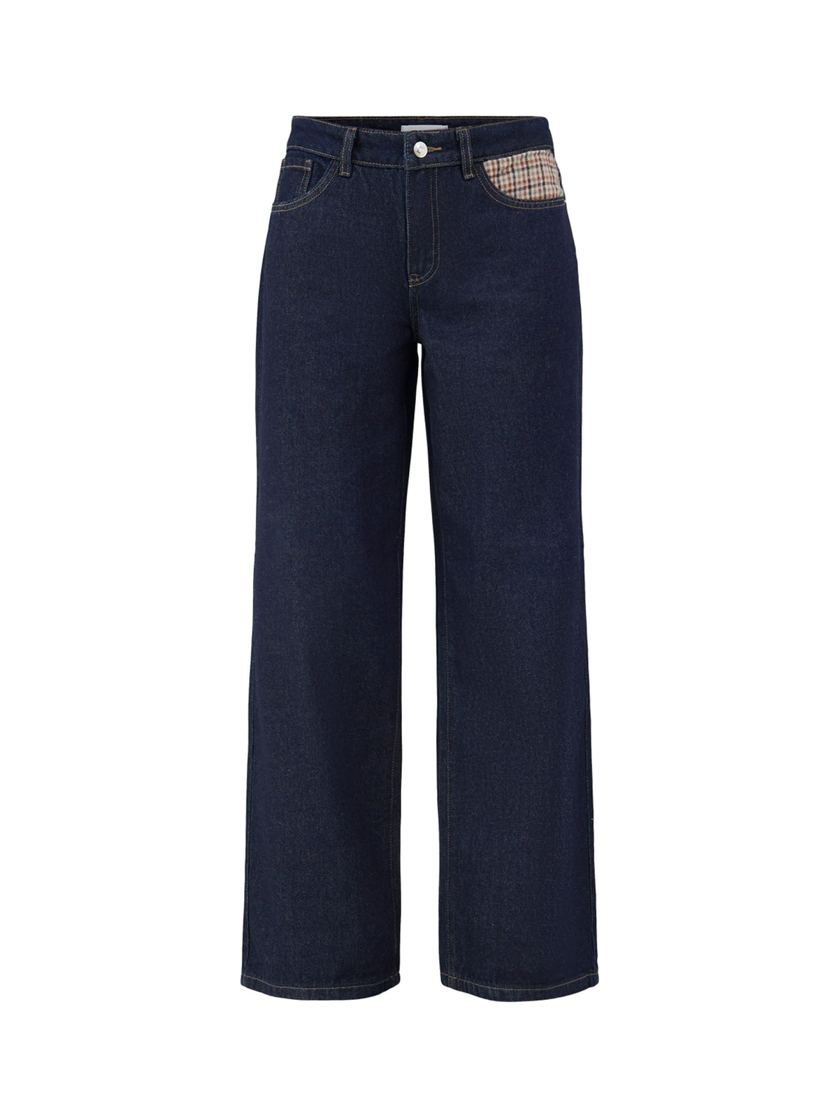 Wide Leg Denim Jeans - Dark Blue Denim