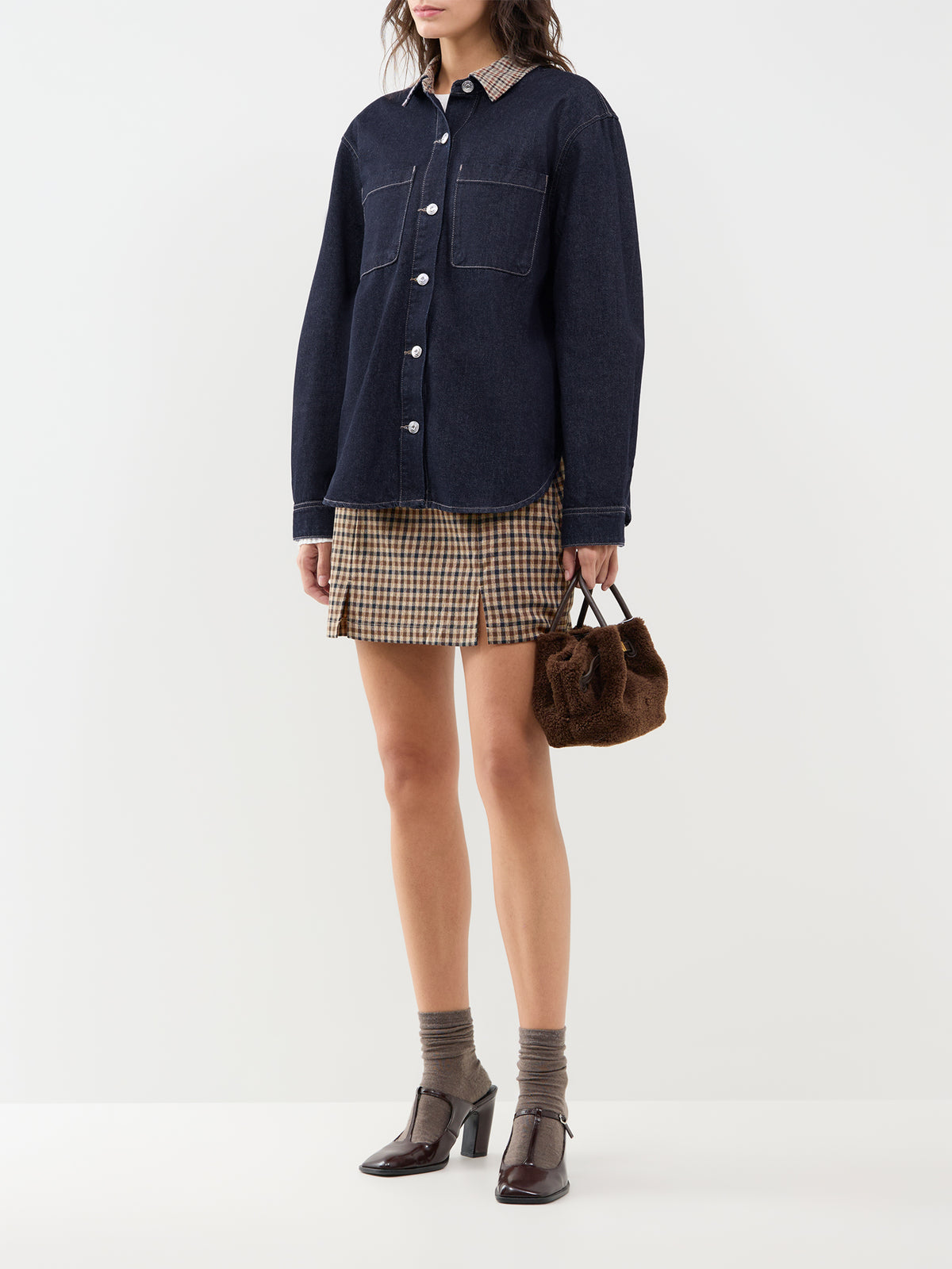 Vera Check Denim Shirt – Dark Blue Denim